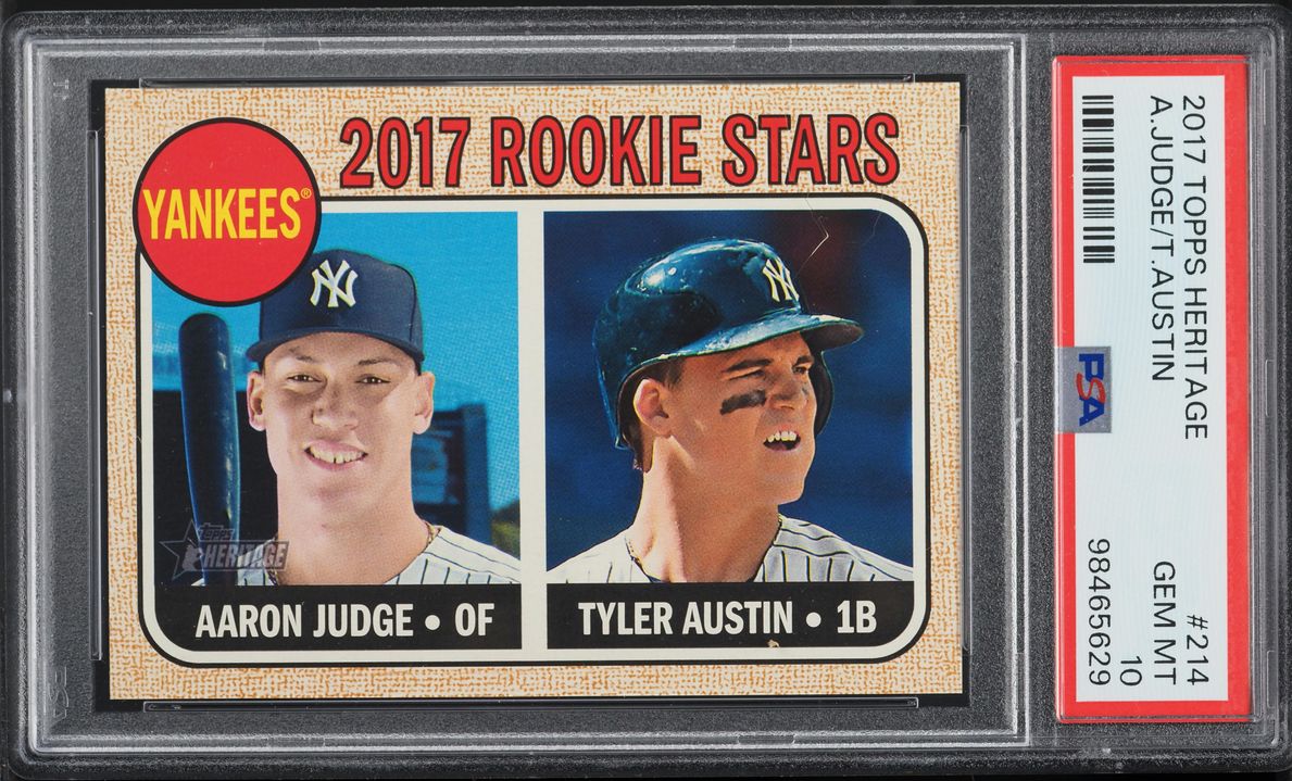 2017 Topps Heritage Aaron Judge & Tyler Austin ROOKIE #214 PSA 10 GEM MINT