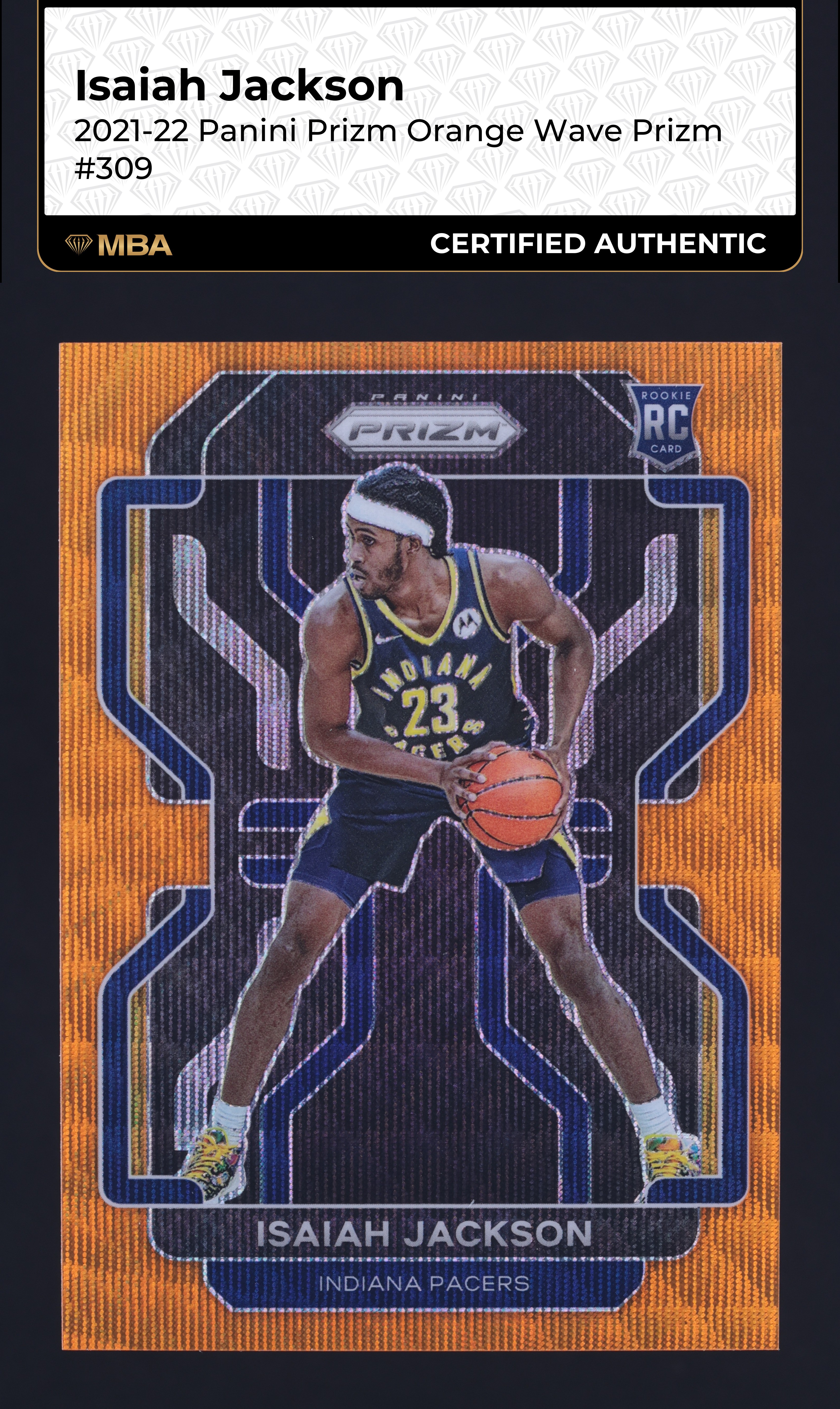 2021 Panini Prizm Orange Wave Isaiah Jackson ROOKIE /60 #309 MBA AUTH