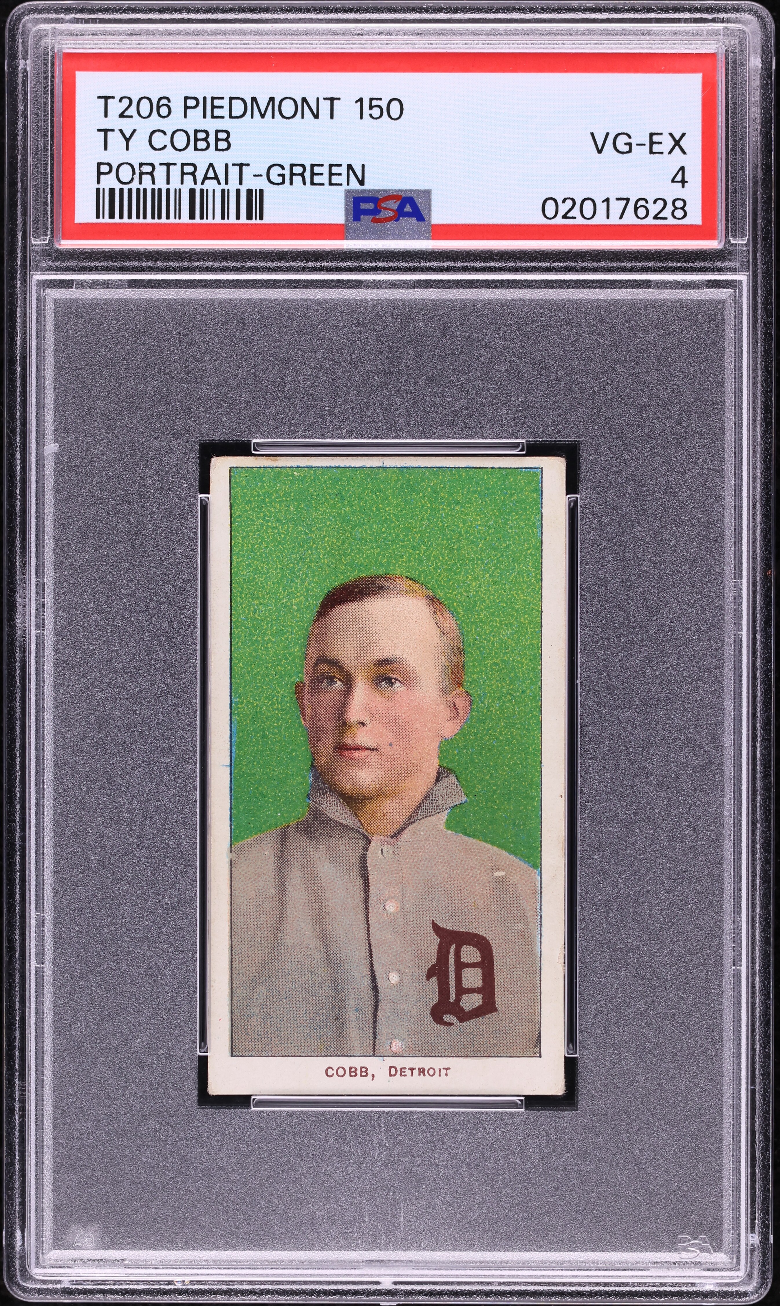 1909-11 T206 Ty Cobb GREEN PORTRAIT, PIEDMONT PSA 4 VGEX