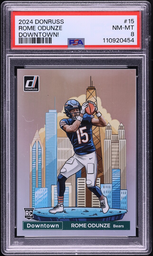 2024 Donruss Downtown! Rome Odunze ROOKIE #15 PSA 8 NM-MT