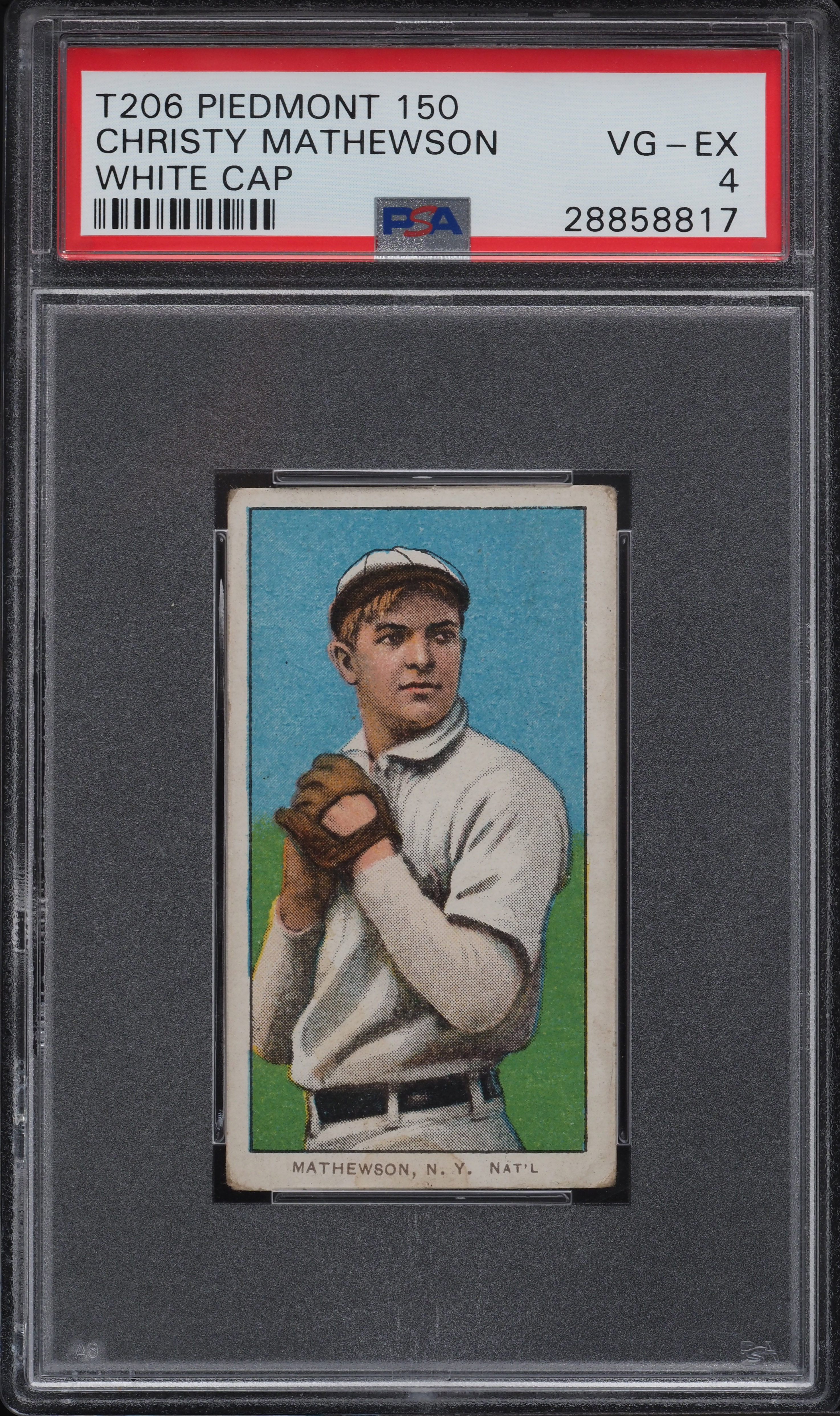 1909-11 T206 Christy Mathewson WHITE CAP, PIEDMONT PSA 4 VGEX