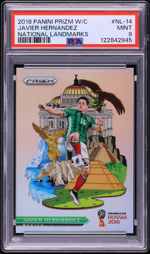 2018 Panini Prizm World Cup National Landmarks Javier Hernandez #NL-14 PSA 9