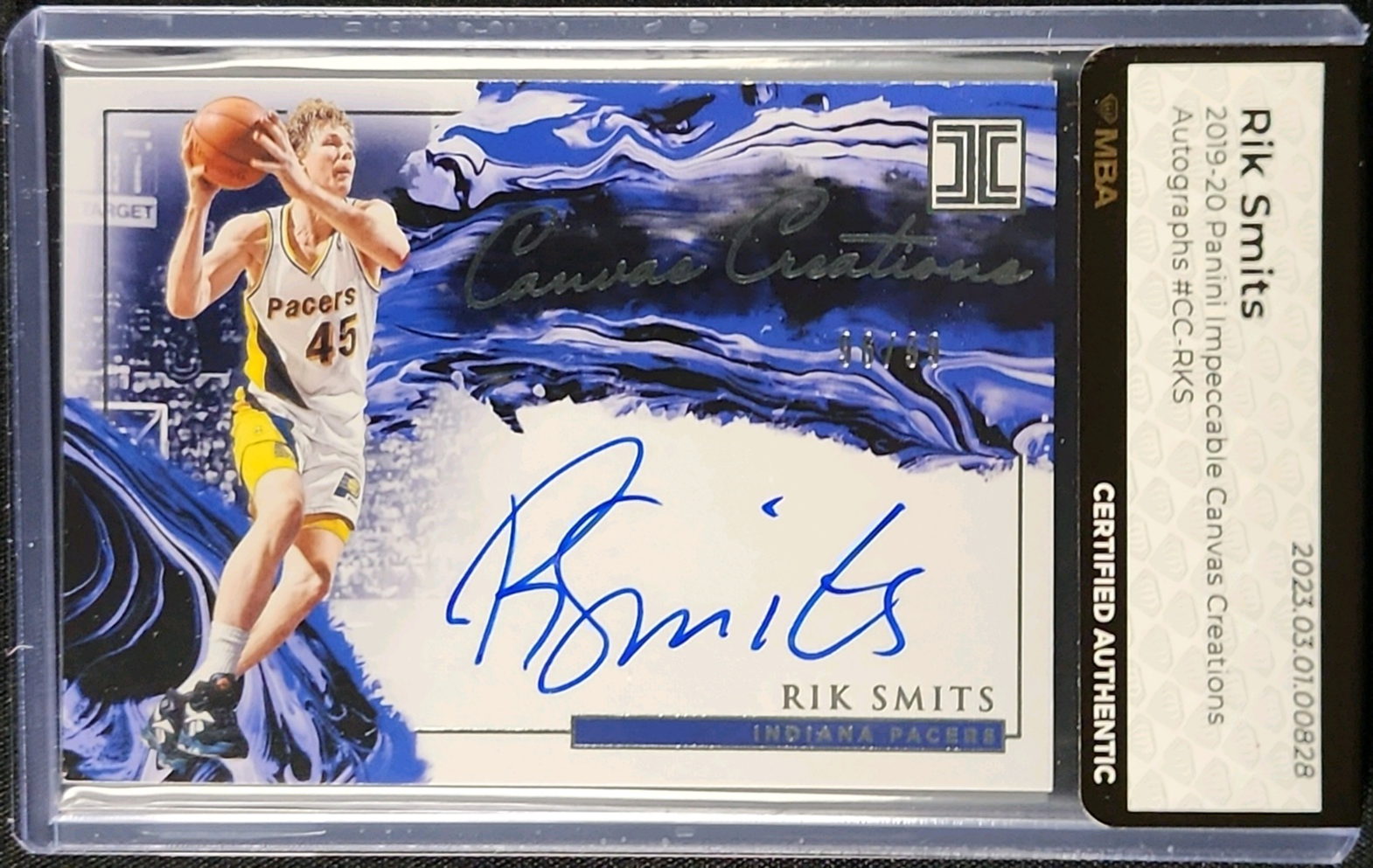 2019 Panini Impeccable Canvas Creations Rik Smits AUTO /99 #CC-RKS MBA AUTH