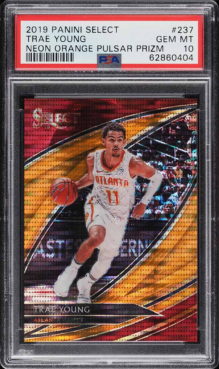 2019 Select Courtside Neon Orange Pulsar Prizm Trae Young /13 #237 PSA 10