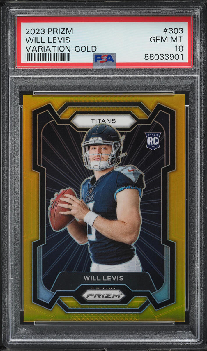 2023 Panini Prizm Variation Gold Will Levis ROOKIE JSY # 8/10 #303 PSA 10 GEM