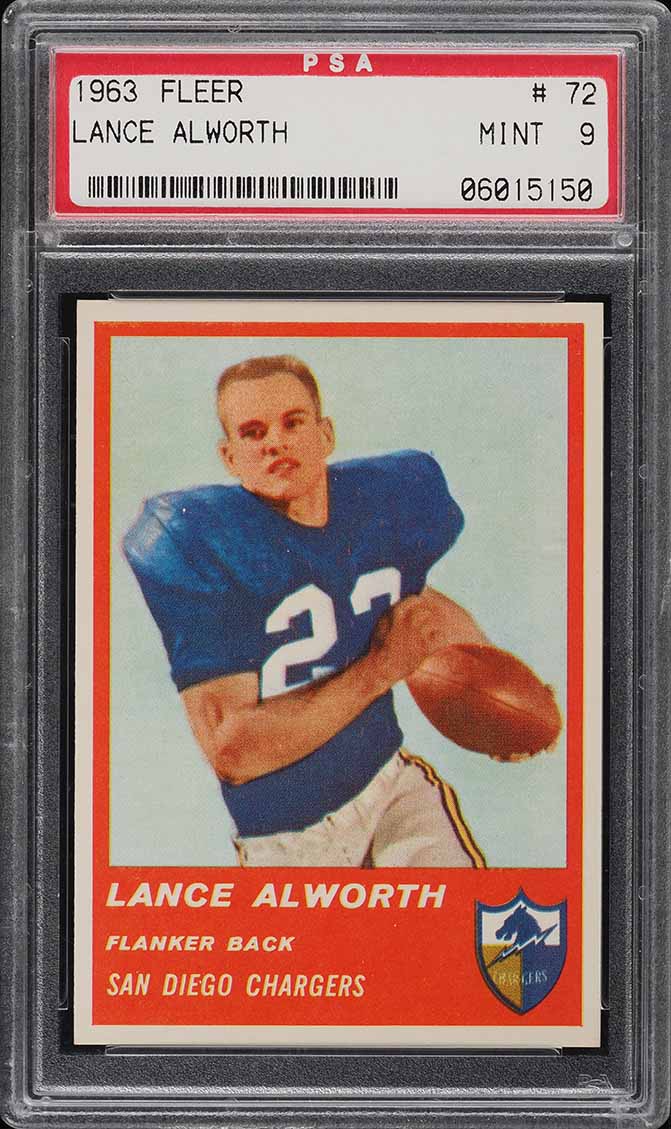 1963 Fleer Football Lance Alworth ROOKIE #72 PSA 9 MINT