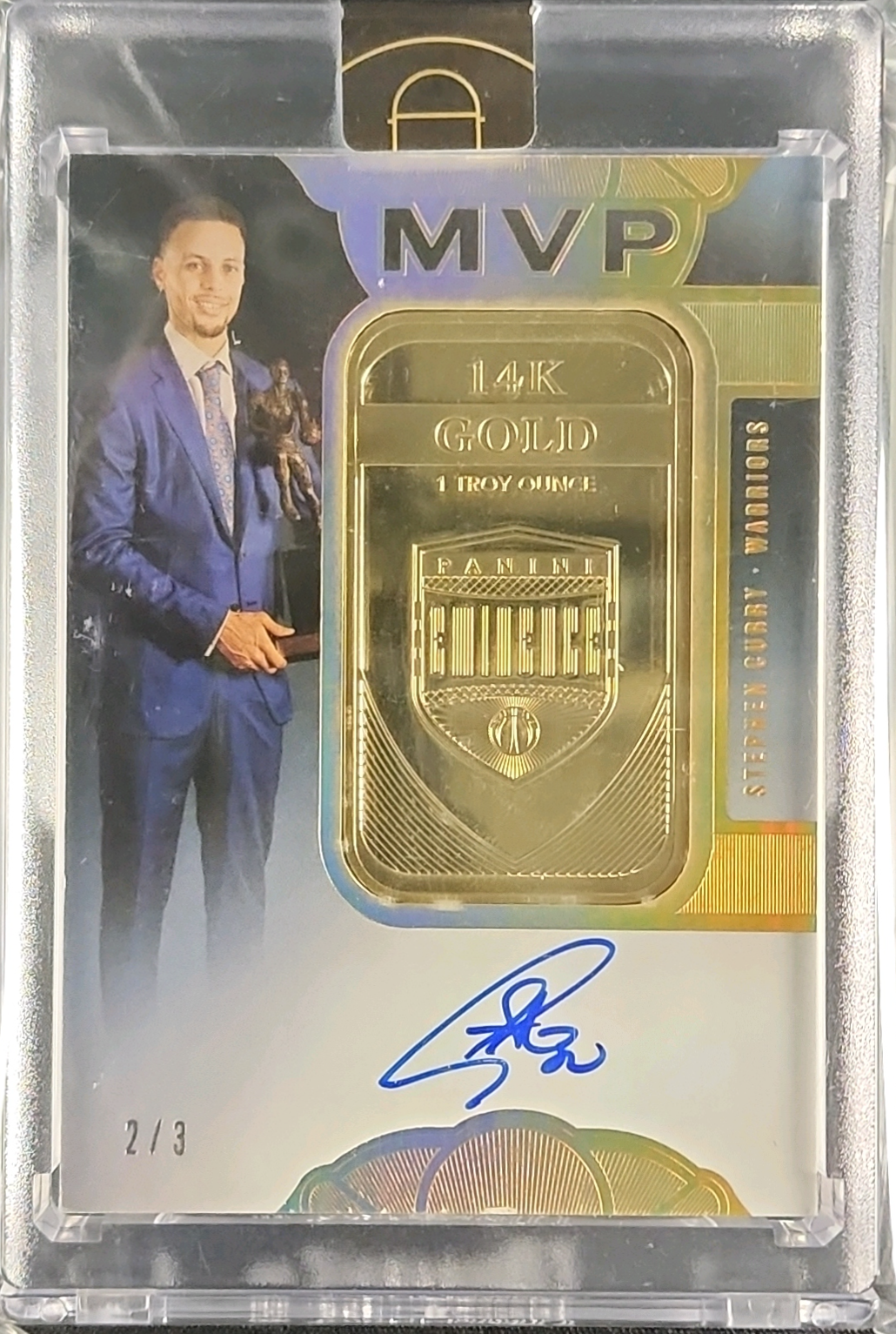 2019 Panini Eminence MVP Stephen Curry GOLD BAR PATCH AUTO /3 #MVP-SC2 MBA AUTH