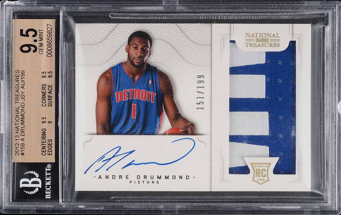 2012 National Treasures Andre Drummond ROOKIE PATCH AUTO /199 #159 BGS 9.5 GEM