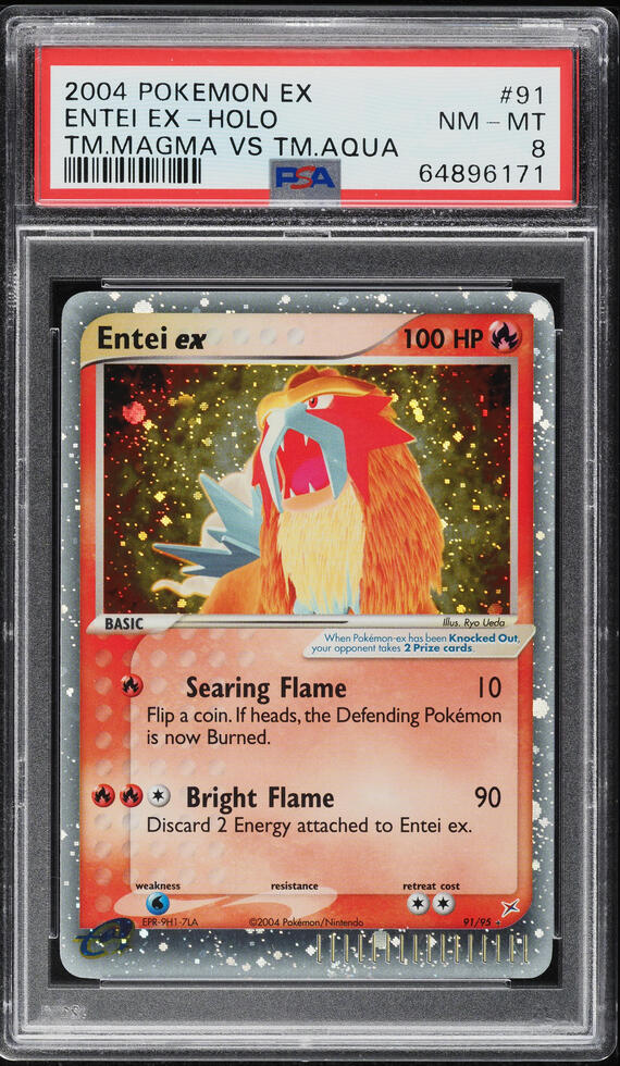 2004 Pokemon EX Team Magma Vs Team Aqua Holo Entei ex #91 PSA 8 NM-MT