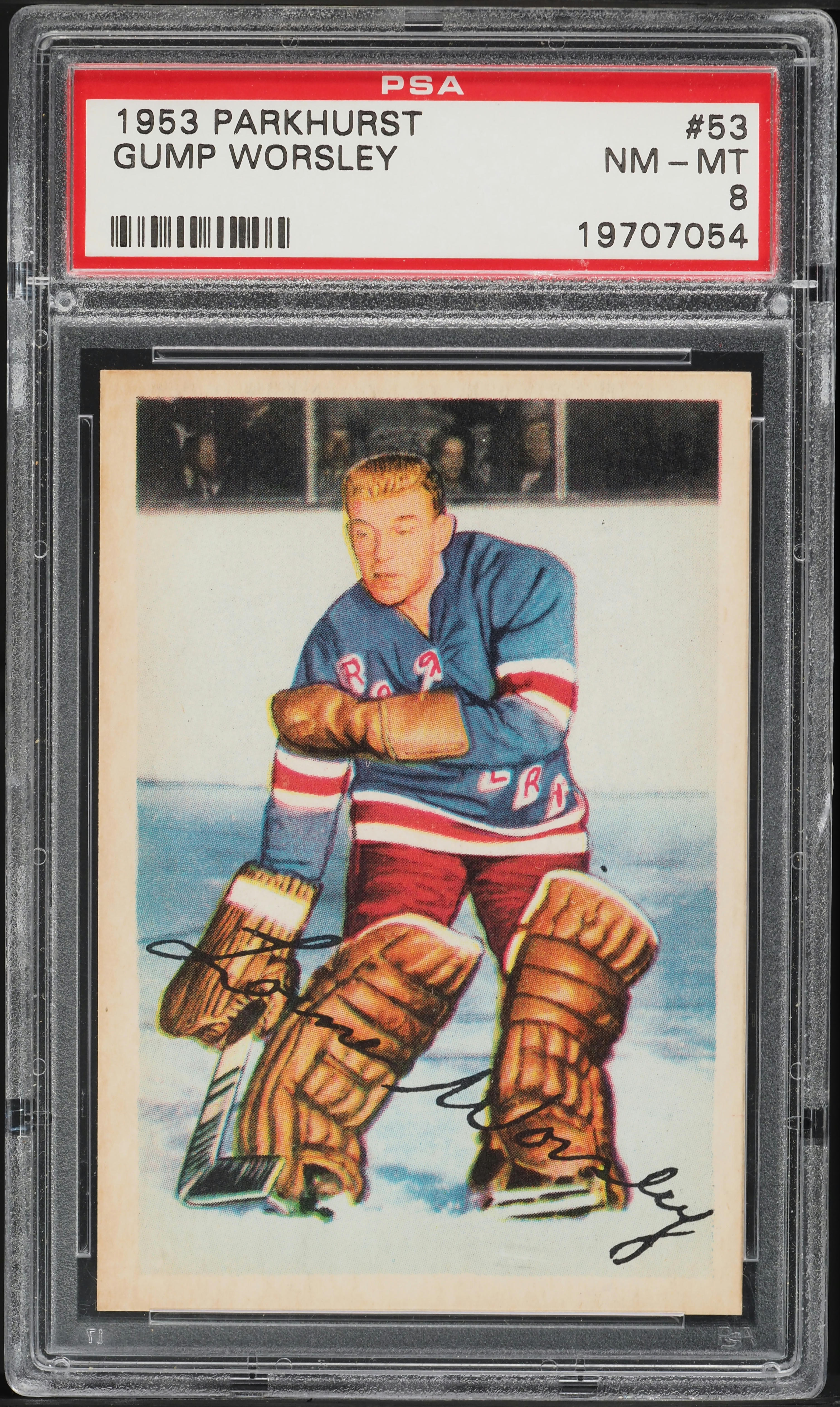 1953 Parkhurst Gump Worsley ROOKIE #53 PSA 8 NM-MT