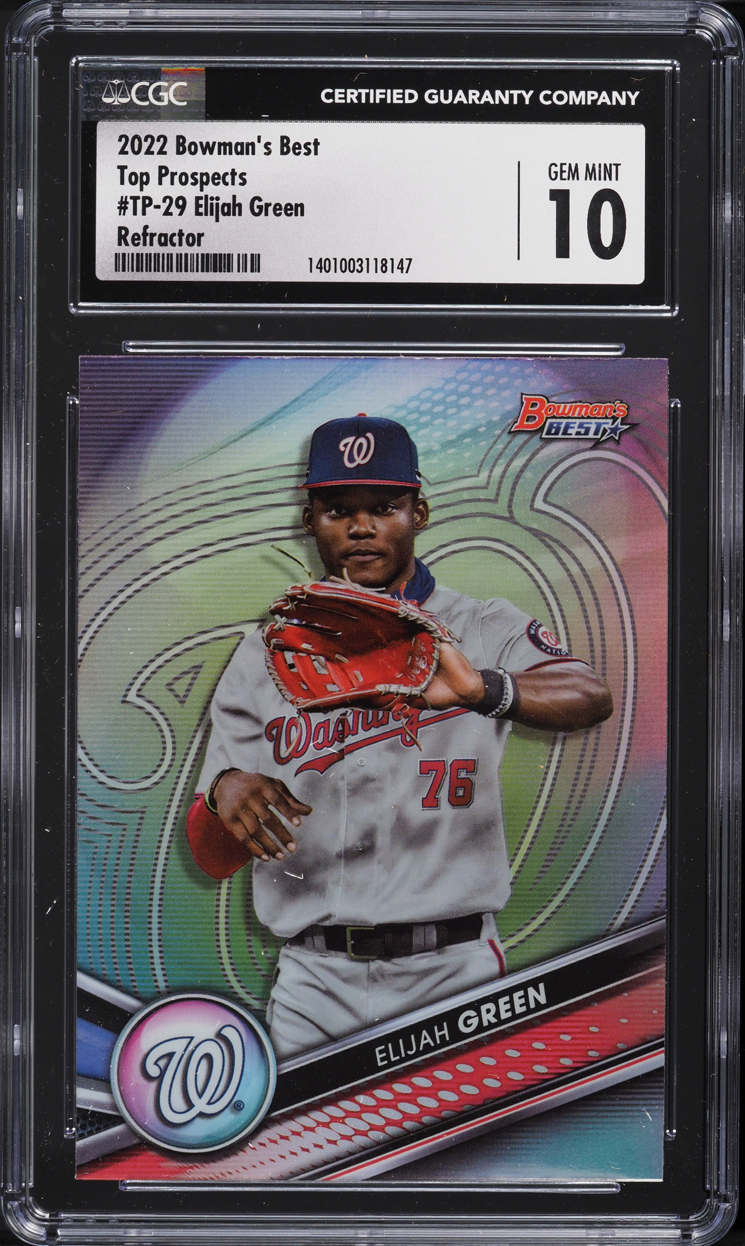 2022 Bowman's Best Top Prospects Refractor Elijah Green ROOKIE #TP-29 CGC 10 GEM