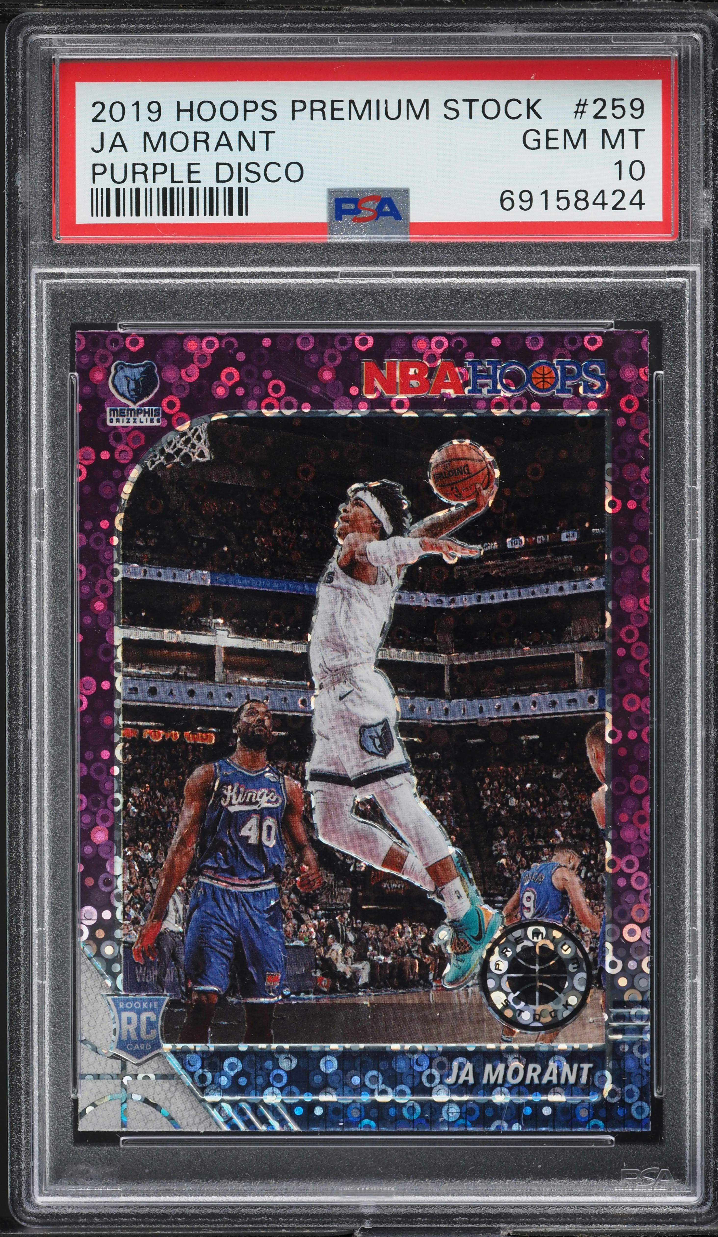 2019 Hoops Premium Stock Purple Disco Ja Morant ROOKIE #259 PSA 10 GEM MINT