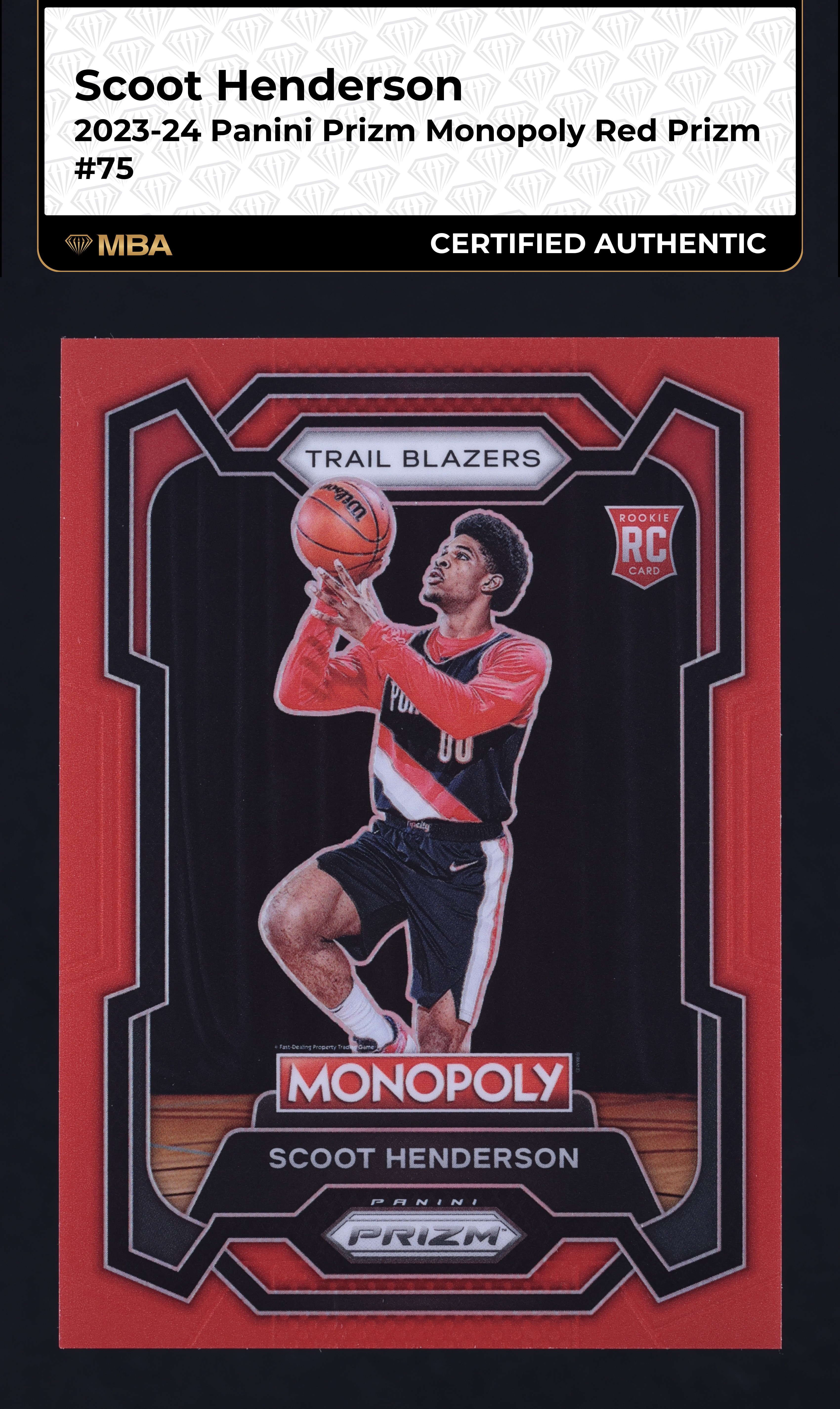 2023 Panini Prizm Monopoly Red Scoot Henderson ROOKIE /99 #75 MBA AUTH
