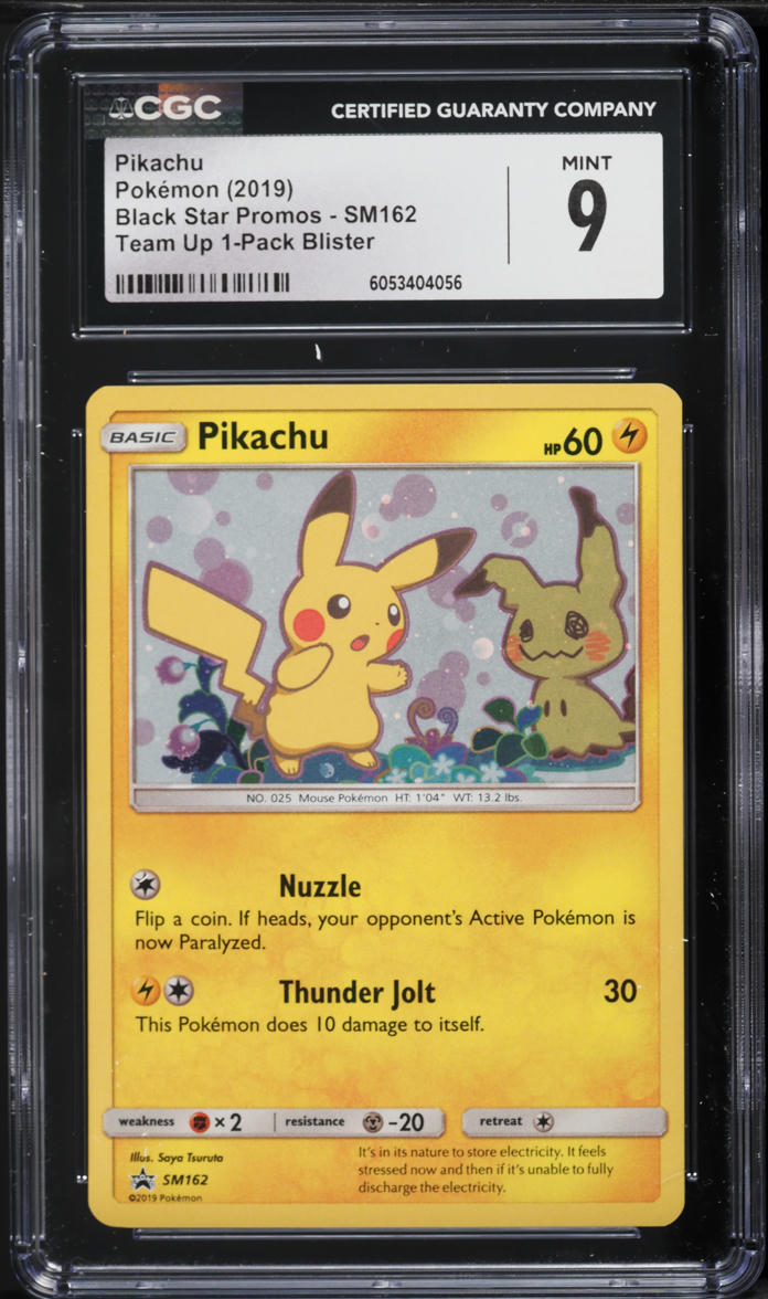 2019 Pokemon Sun & Moon Black Star Promo Team Up Pikachu #SM162 CGC 9 MINT