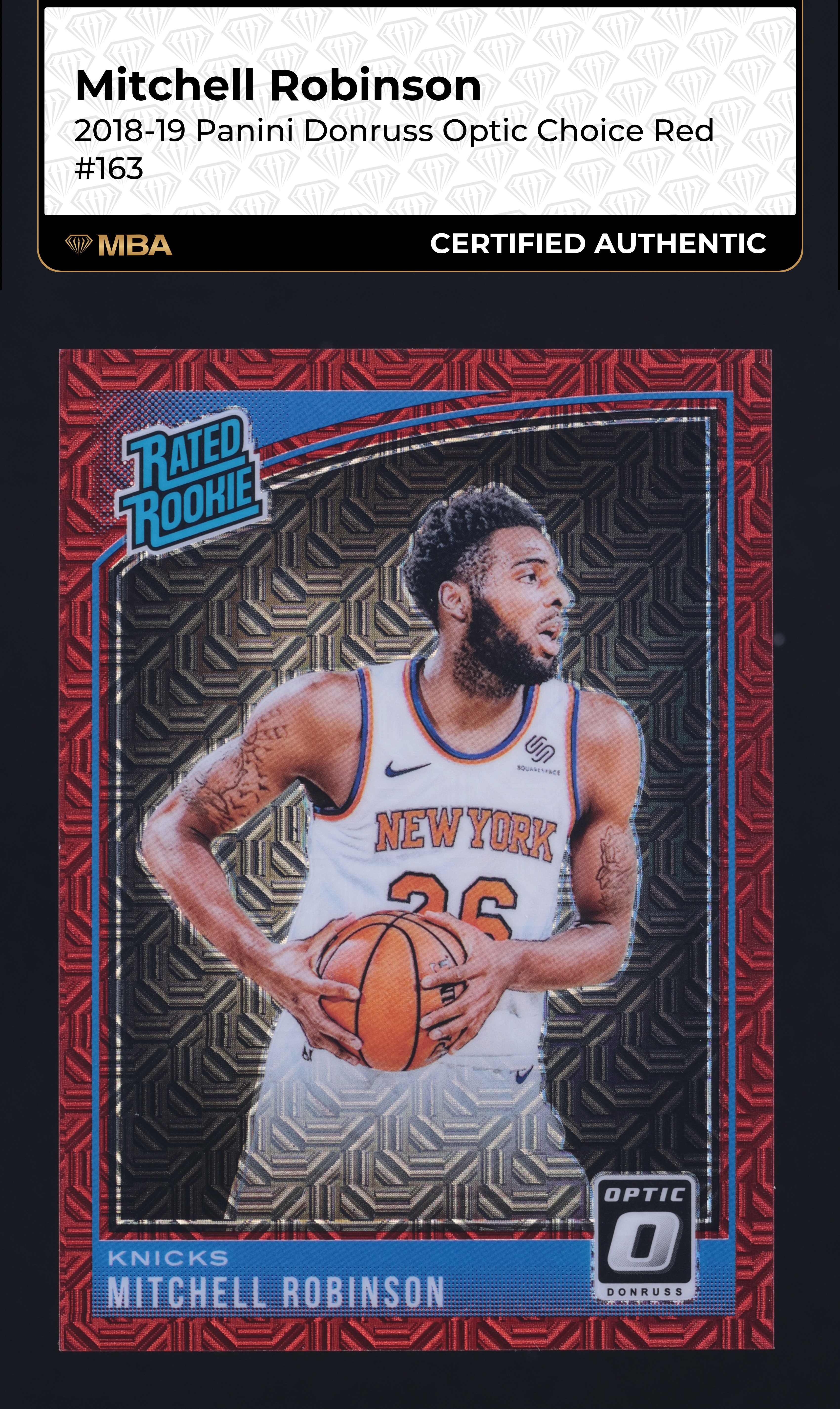 2018 Donruss Optic Choice Red Mitchell Robinson ROOKIE /88 #163 MBA AUTH