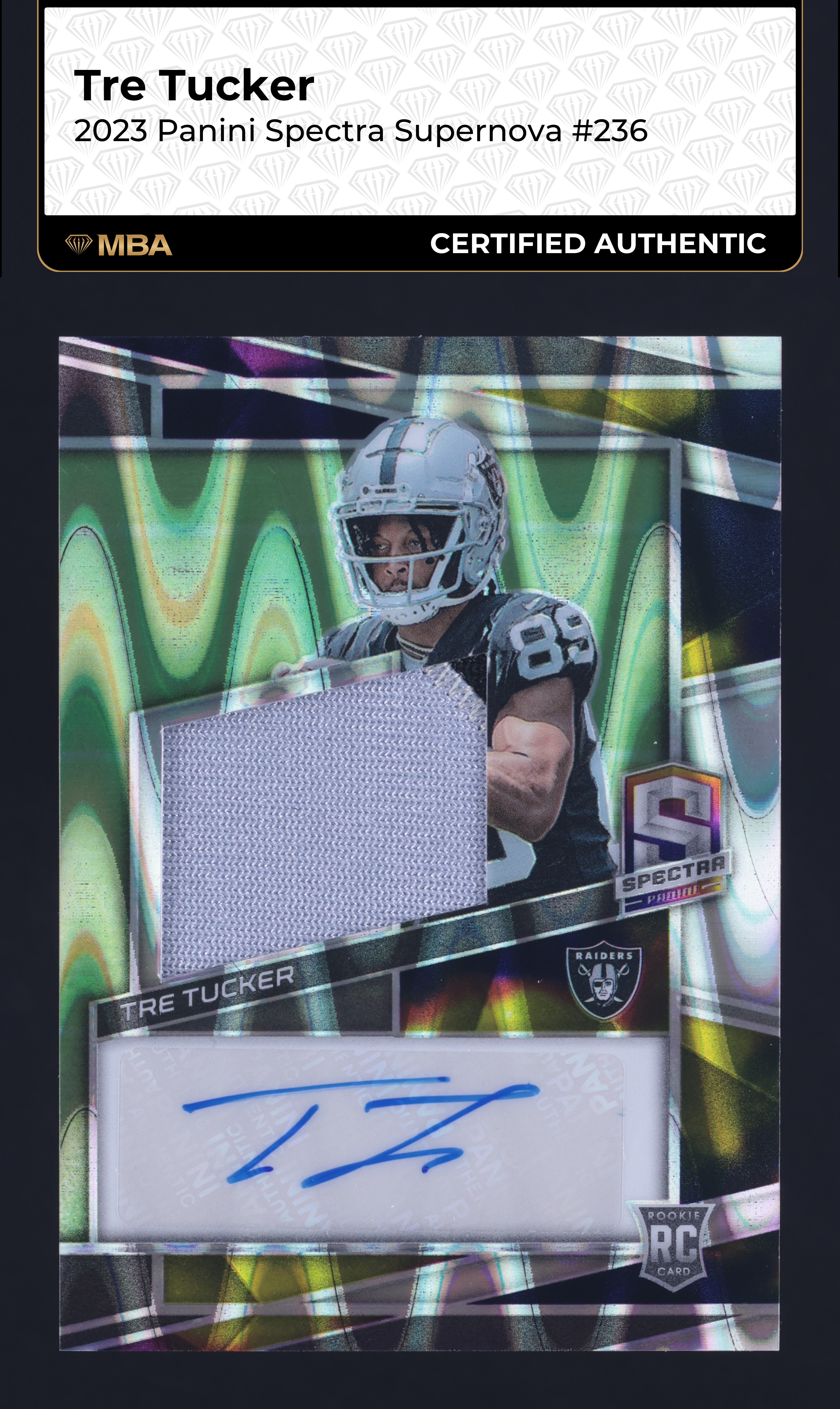 2023 Panini Spectra Supernova Tre Tucker ROOKIE PATCH AUTO /70 #236 MBA AUTH