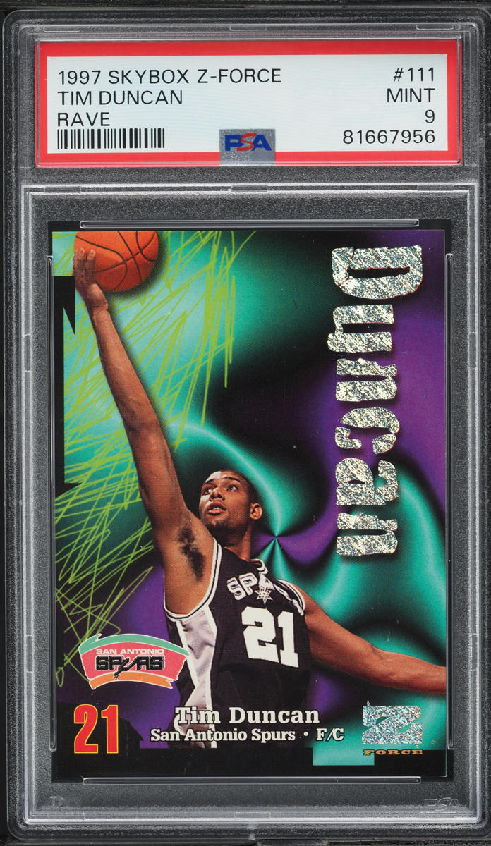1997 Skybox Z-Force Rave Tim Duncan /399 #111 PSA 9 MINT