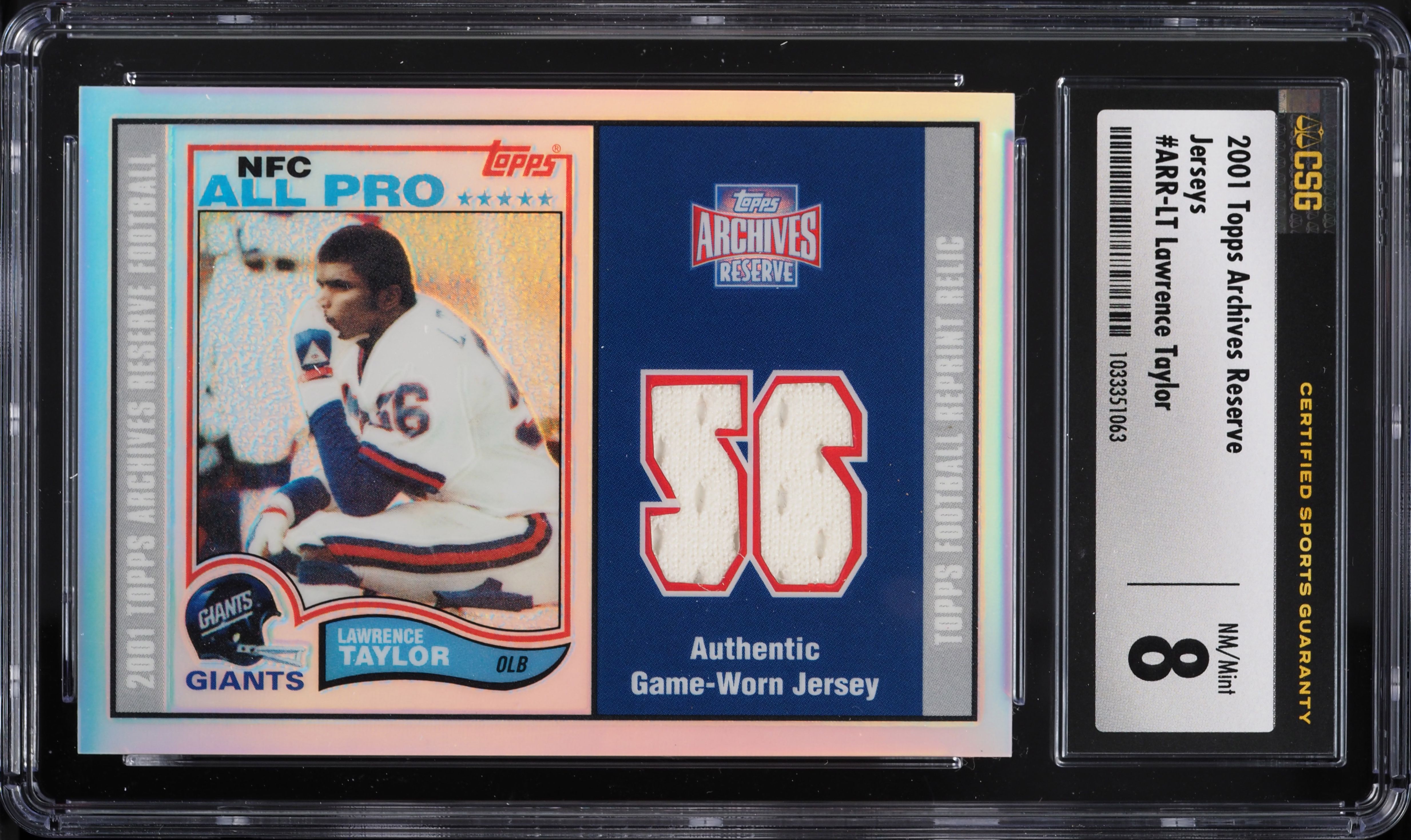 2001 Topps Archives Reserve Jerseys Lawrence Taylor PATCH #434 CSG 8 NM-MT