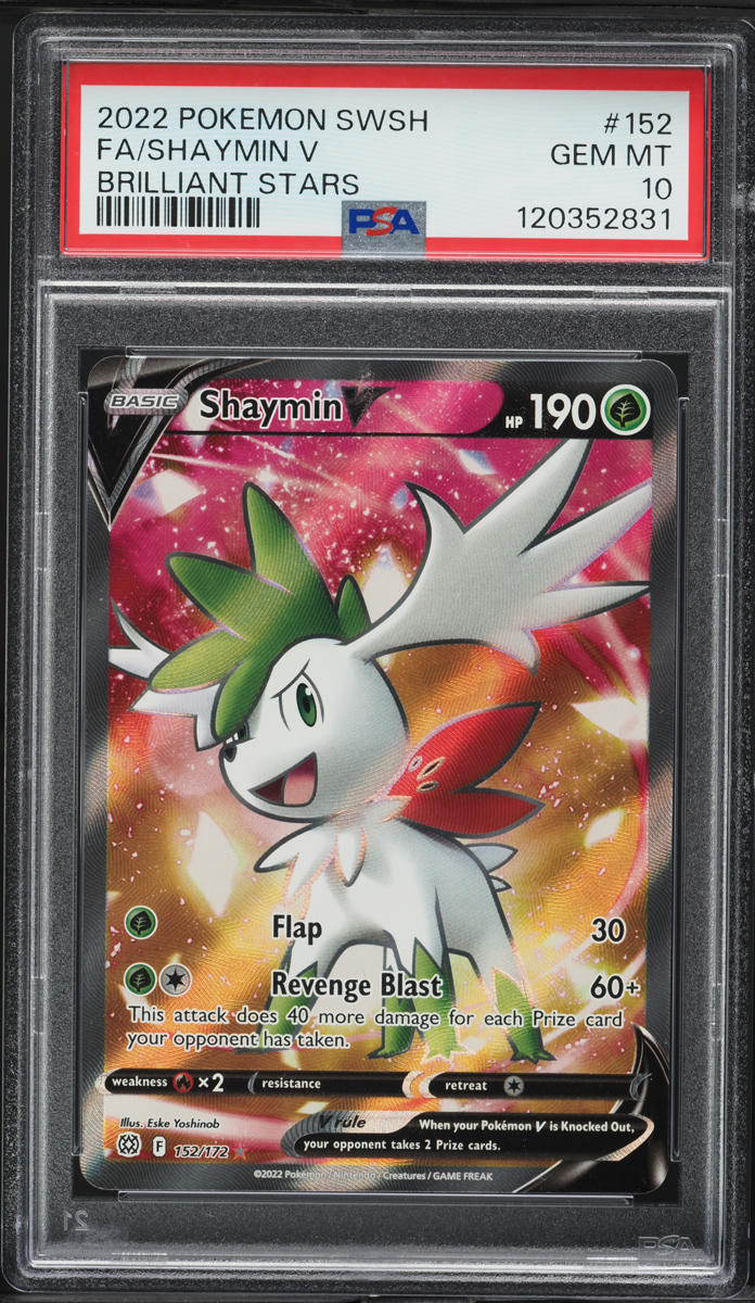 2022 Pokemon Sword & Shield Brilliant Stars Full Art Shaymin V #152 PSA 10 GEM