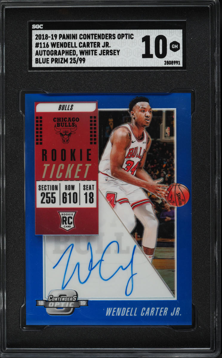 2018 Panini Contenders Optic Blue Prizm Wendell Carter Jr. RC AUTO /99 SGC 10