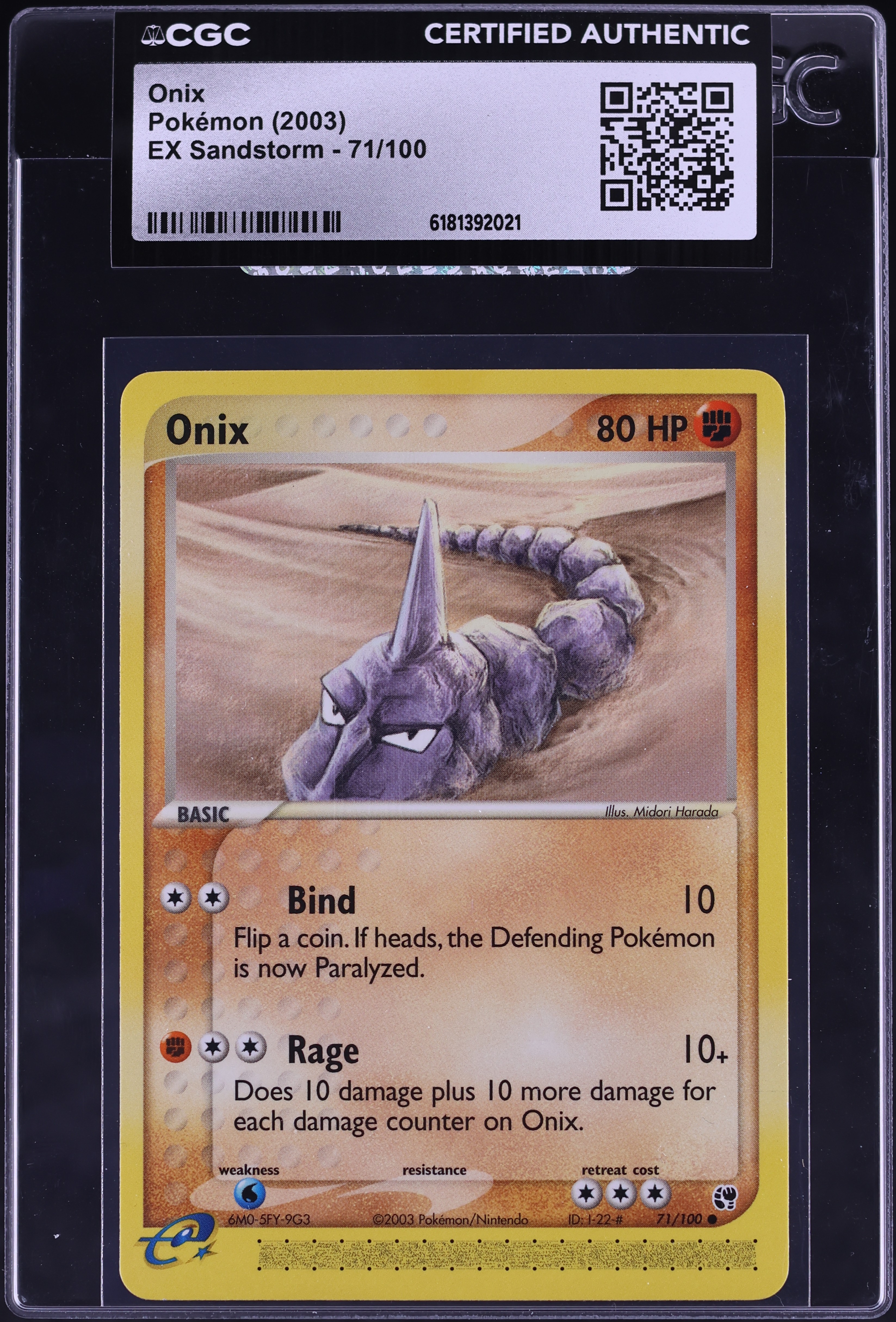 2003 Pokemon EX Sandstorm Onix #71 CGC AUTH
