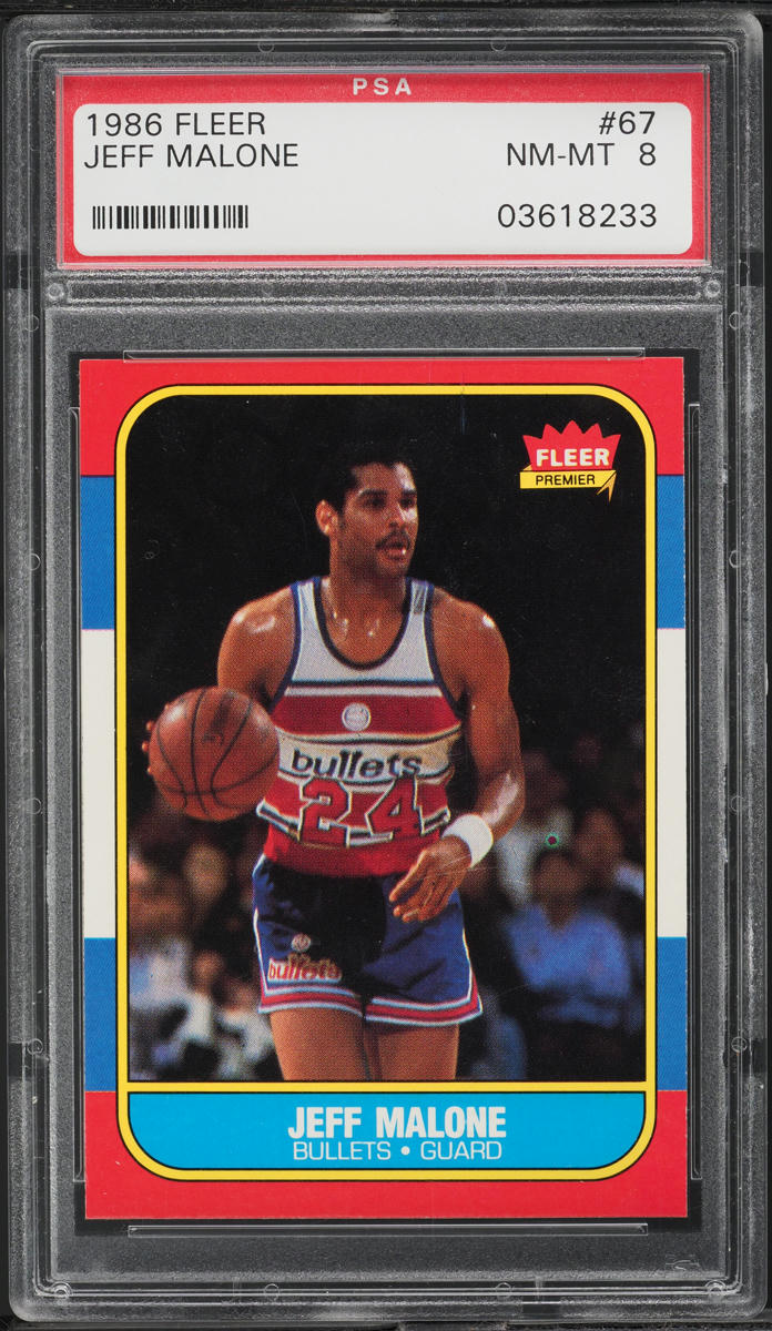 1986 Fleer Basketball Jeff Malone ROOKIE #67 PSA 8 NM-MT