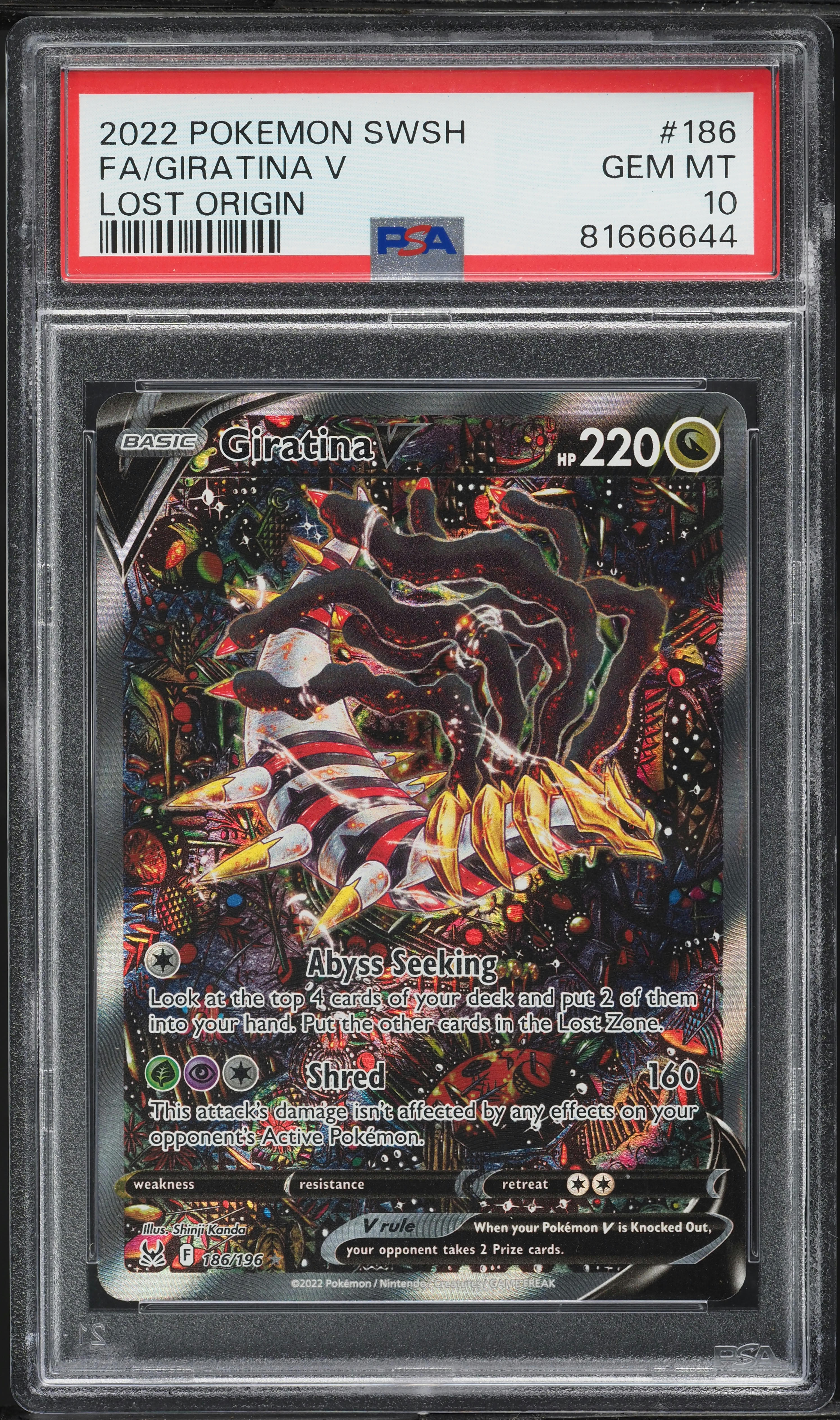 2022 Pokemon Sword & Shield Lost Origin Alt Art Giratina V #186 PSA 10 GEM MINT
