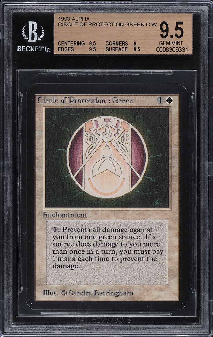 1993 Magic The Gathering MTG Alpha Circle Of Protection Green C W BGS 9.5 GEM
