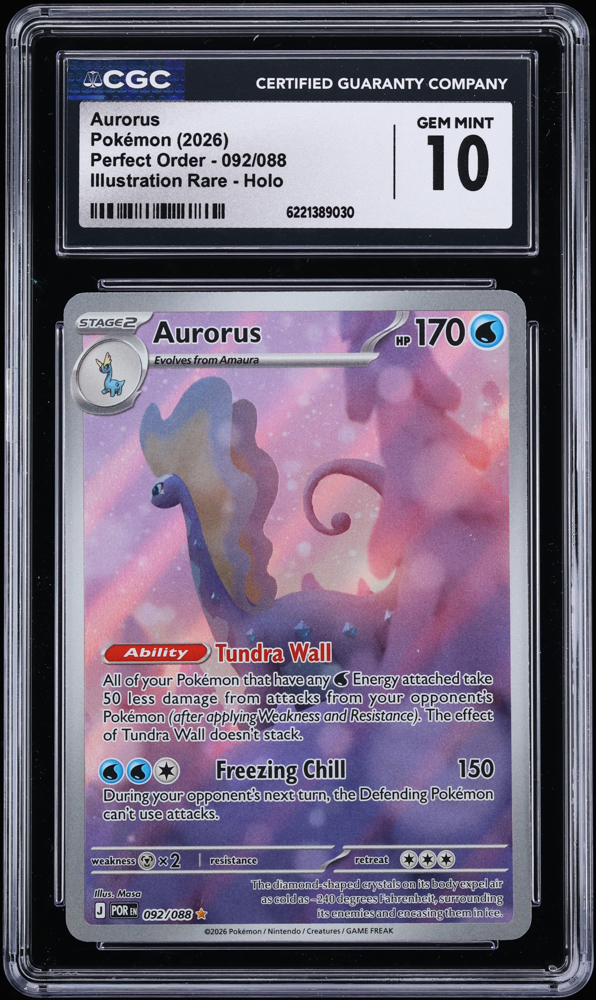 2026 Pokemon Mega Evolution Perfect Order IR Aurorus #92 CGC 10 GEM MINT