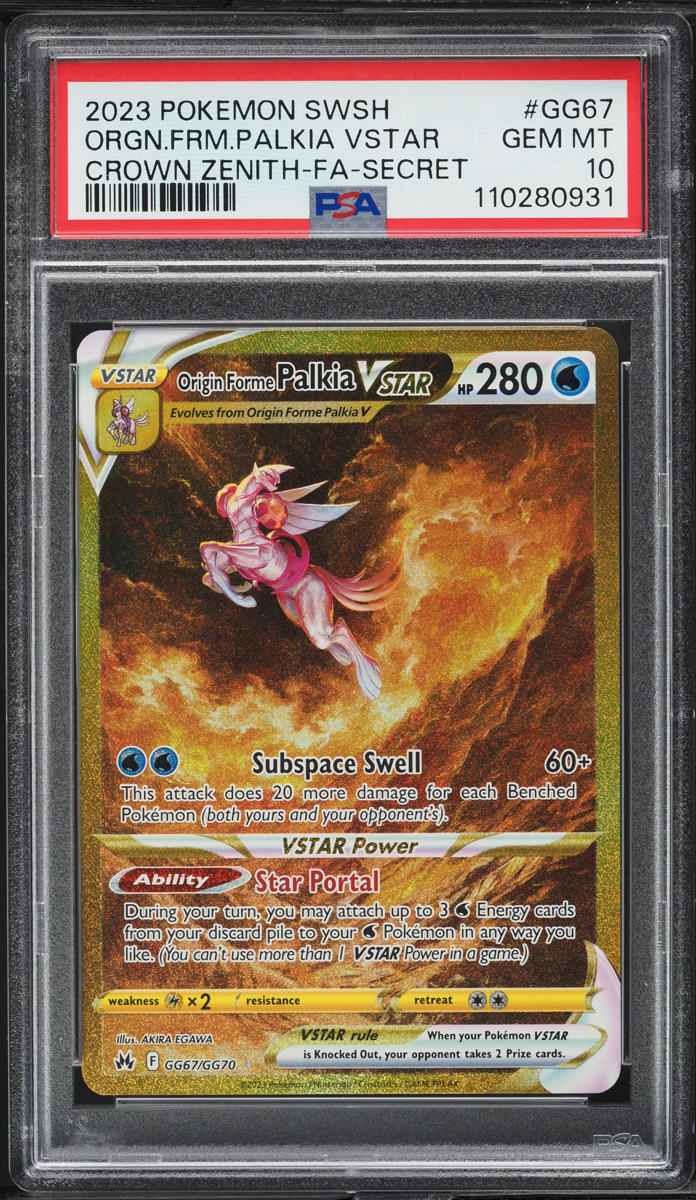 2023 Pokemon SWSH Crown Zenith Full Art Origin Forme Palkia VSTAR #GG67 PSA 10