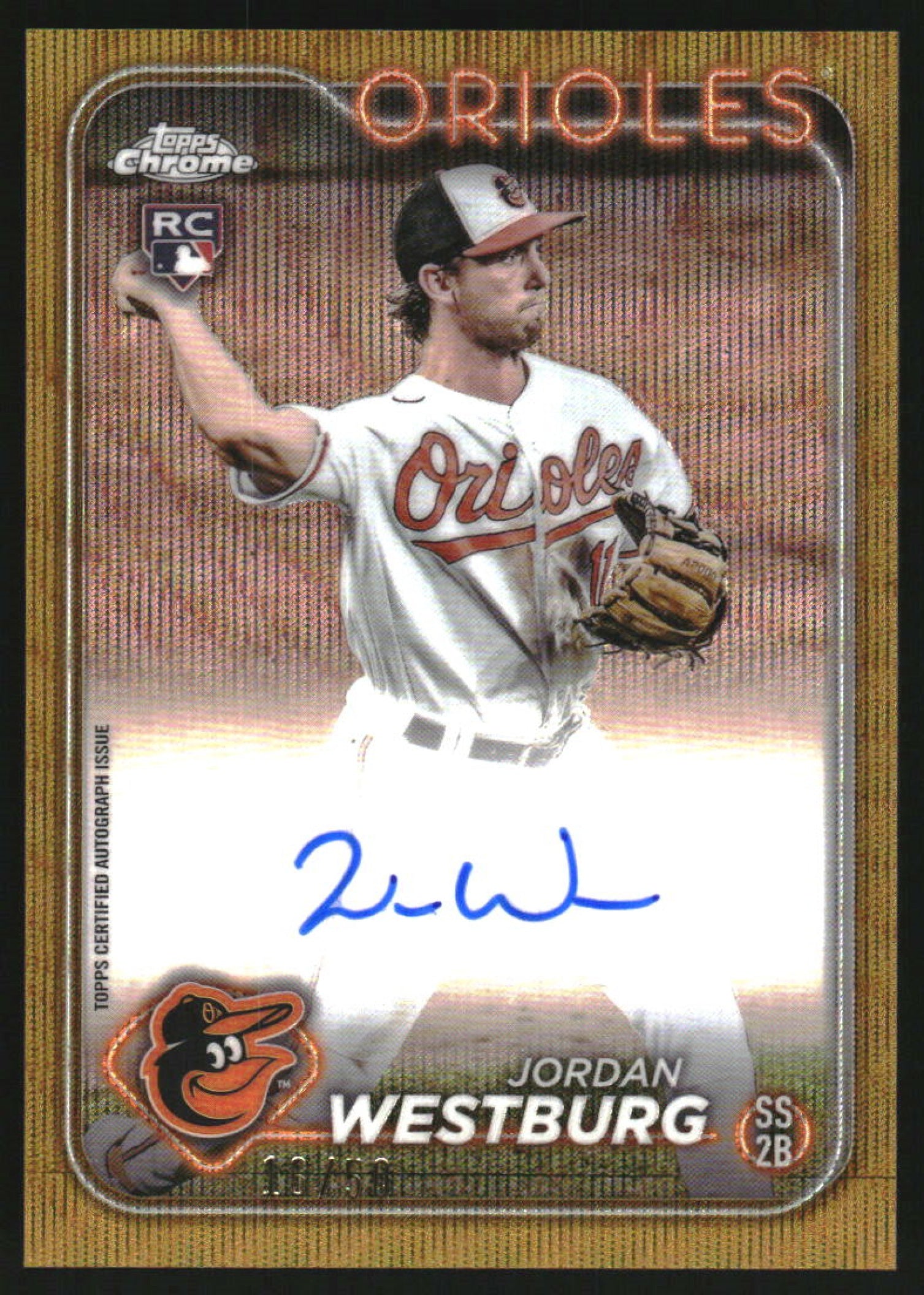 2024 Topps Chrome Rookie Gold Wave Refractor #RA-JWE Jordan Westburg RC Auto /50