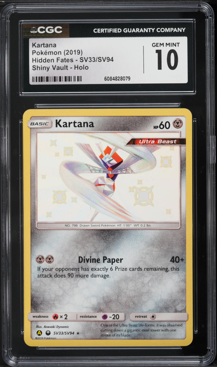 2019 Pokemon Sun & Moon Hidden Fates Shiny Kartana #SV33 CGC 10 GEM MINT