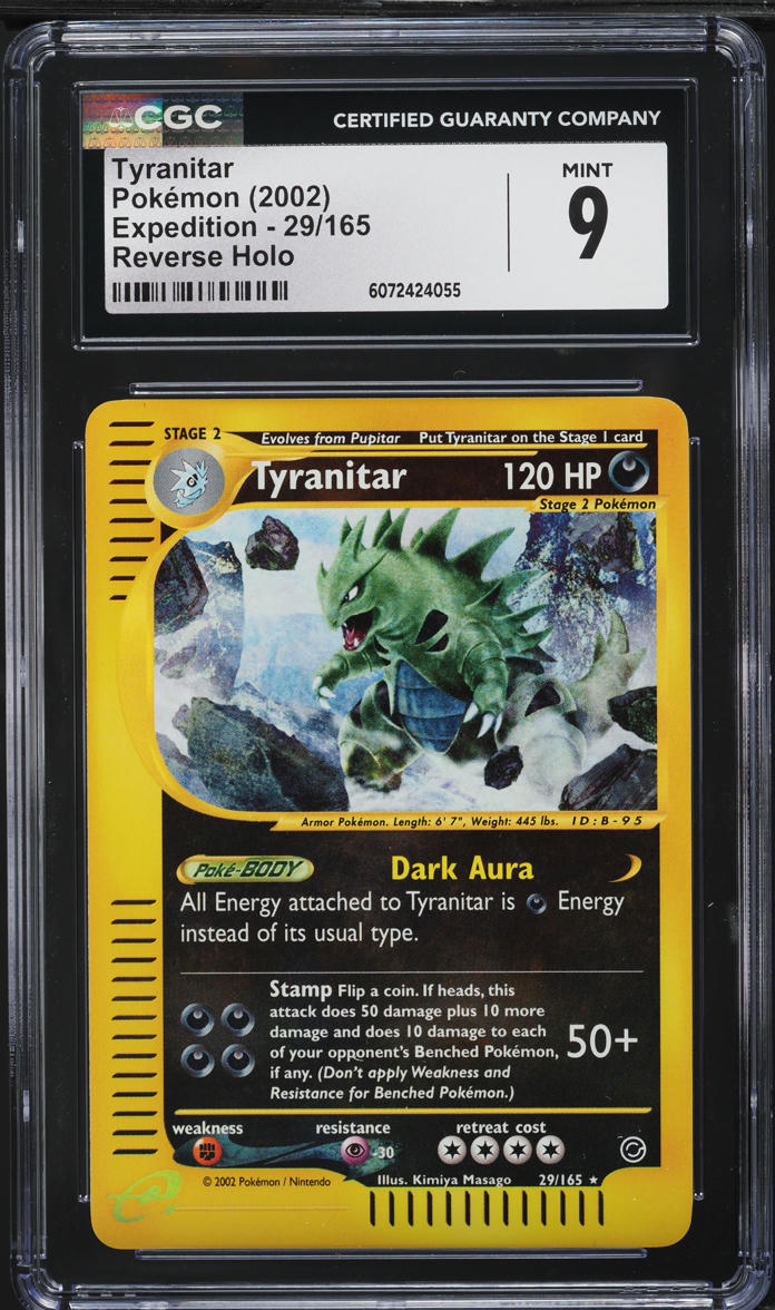 2002 Pokemon Expedition Reverse Holo Tyranitar #29 CGC 9 MINT
