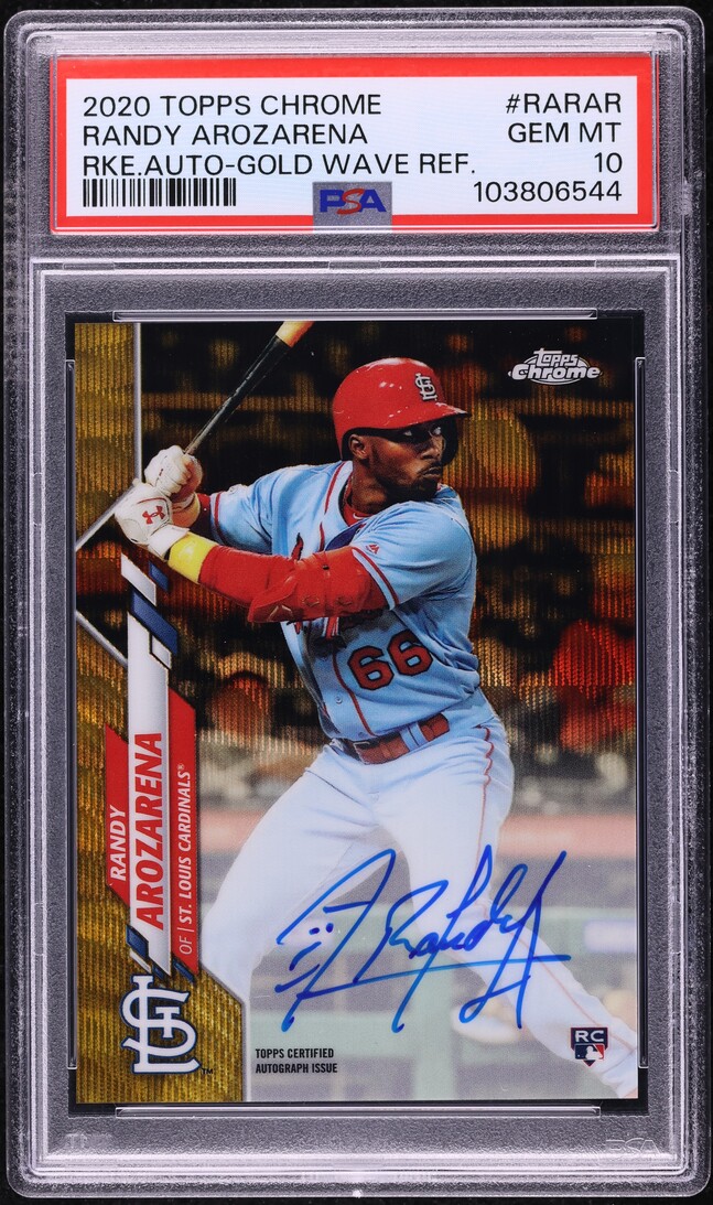 2020 Topps Chrome Gold Wave Refractor Randy Arozarena ROOKIE AUTO /50 PSA 10 GEM