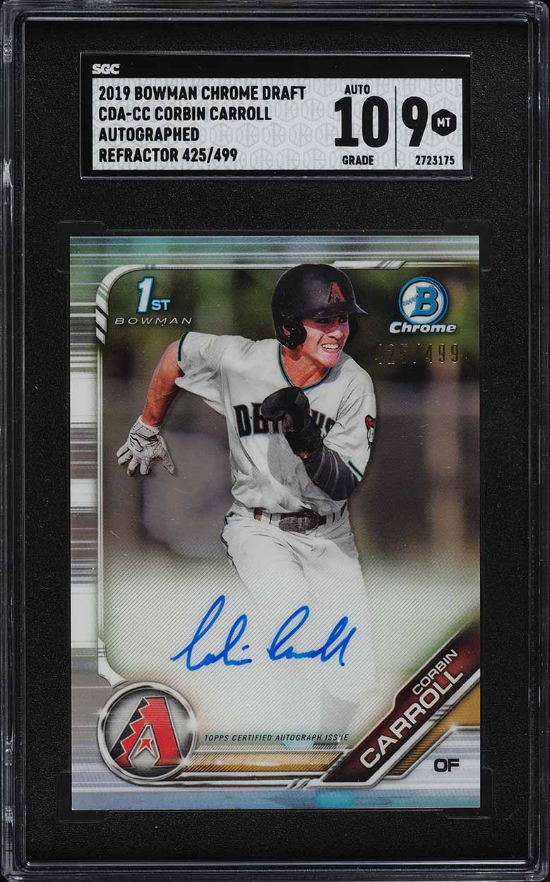 2019 Bowman Chrome Refractor Corbin Carroll ROOKIE AUTO /499 #CDA-CC SGC 9 MINT