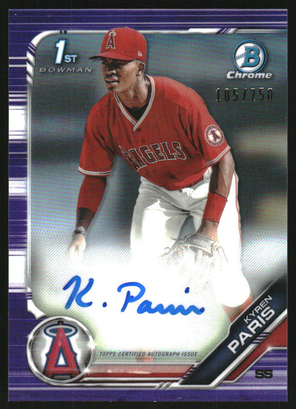 2019 Bowman Draft Chrome Pick Autographs Purple #CDA-KP Kyren Paris RC Auto /250