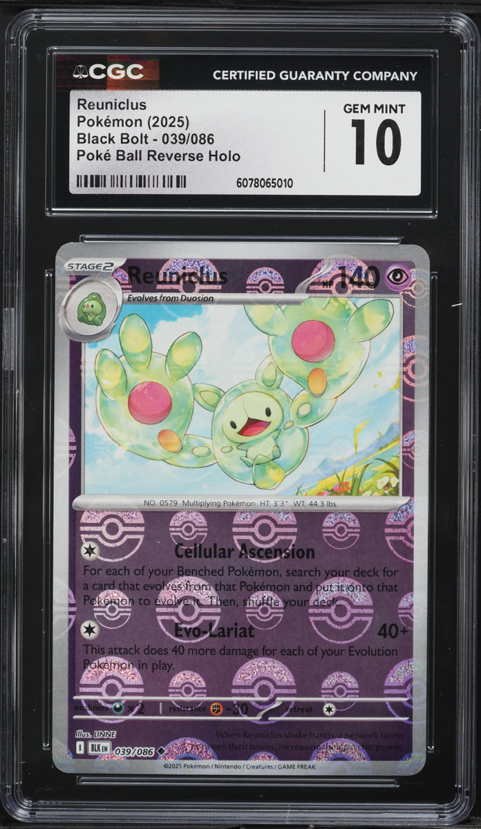 2025 Pokemon SV Black Bolt Poke Ball Reverse Holo Reuniclus #39 CGC 10 GEM MINT