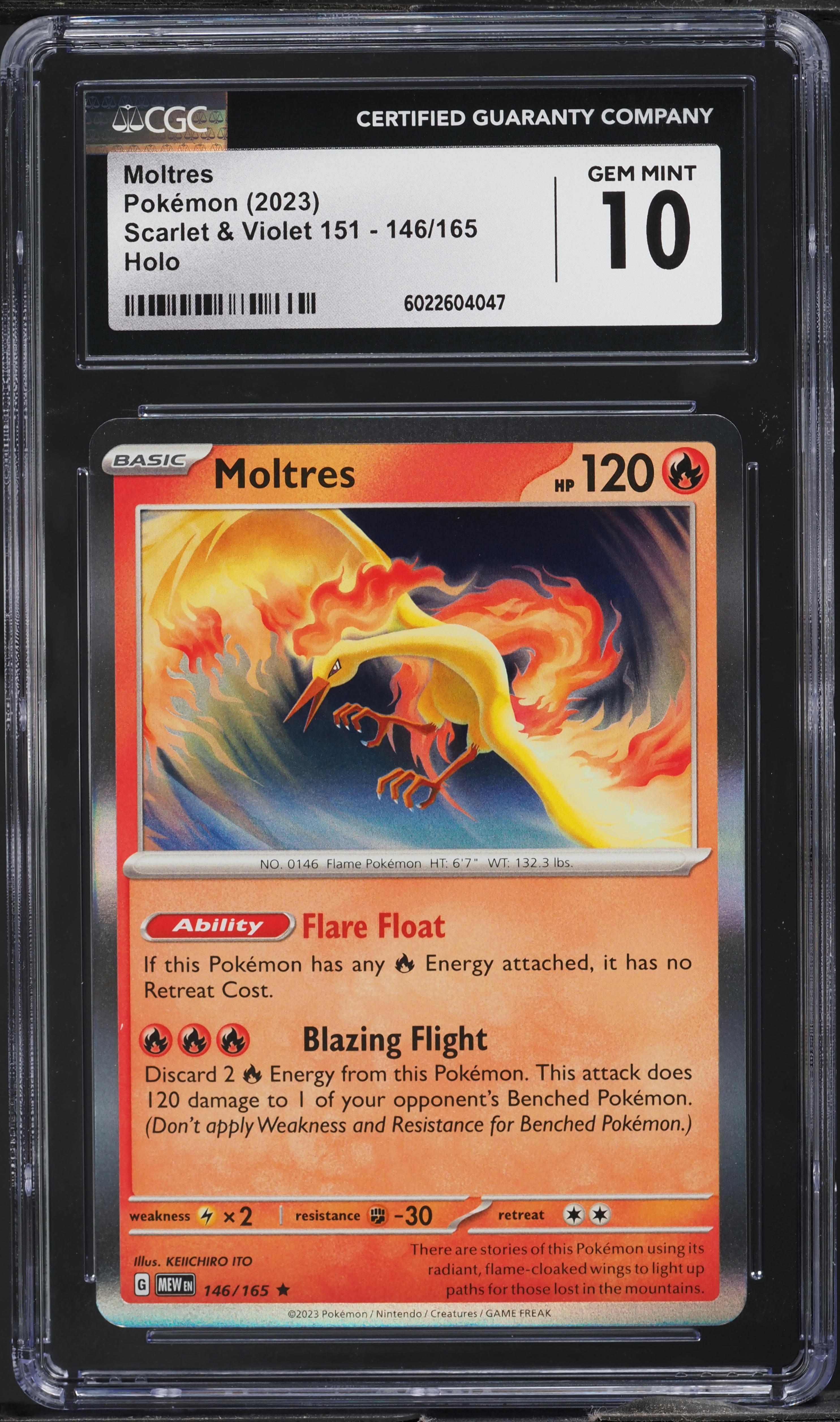 2023 Pokemon Scarlet & Violet 151 Holo Moltres #146 CGC 10 GEM MINT