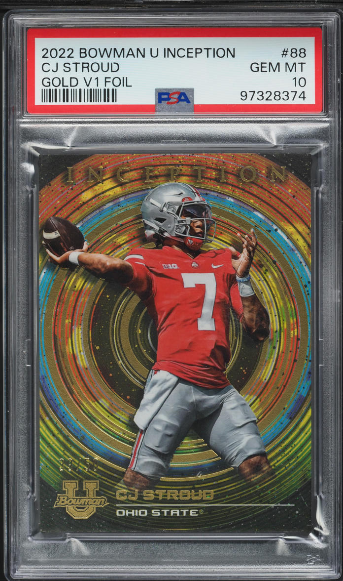 2022 Bowman University Inception Gold V1 Foil CJ Stroud ROOKIE /50 #88 PSA 10