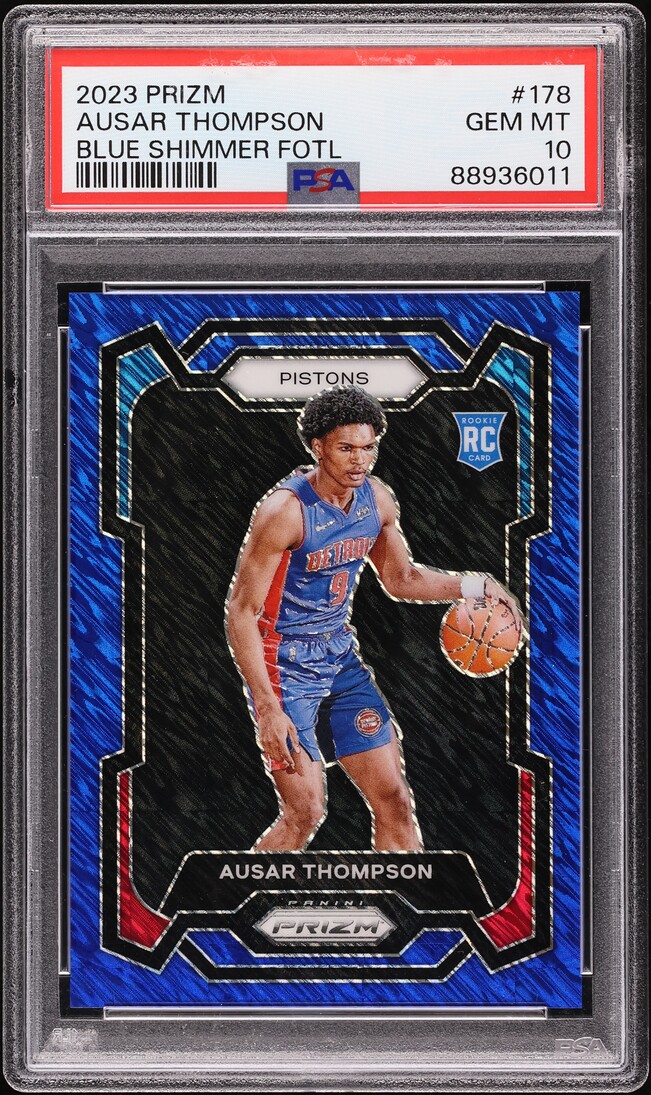 2023 Panini Prizm Blue Shimmer FOTL Ausar Thompson ROOKIE /35 #178 PSA 10 GEM