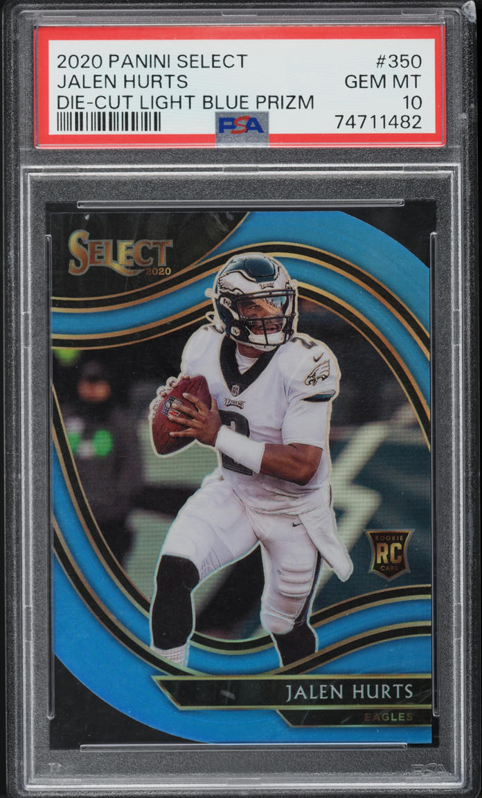 2020 Select Field Level Light Blue Prizm Die-Cut Jalen Hurts ROOKIE #350 PSA 10