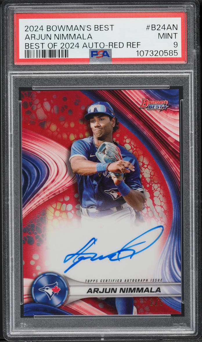 2024 Bowman's Best Of '24 Red Refractor Arjun Nimmala PROSPECT AUTO /5 PSA 9