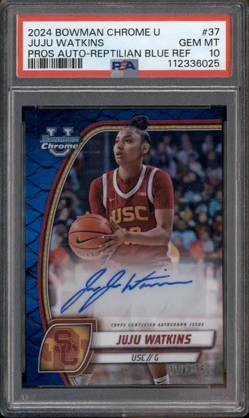 2024 Bowman Chrome University Auto Reptilian Blue #37 Juju Watkins /150 PSA 10