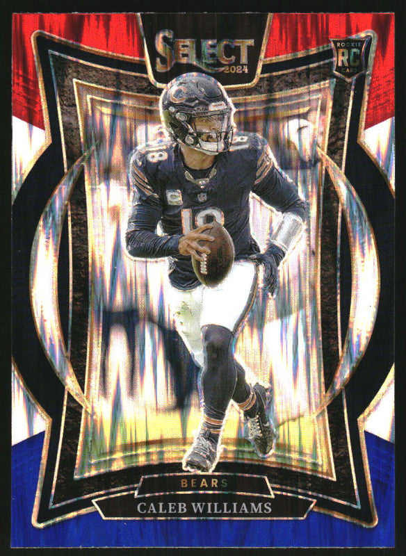 2024 Panini Select Concourse Red and Blue Prizm Shock #25 Caleb Williams RC