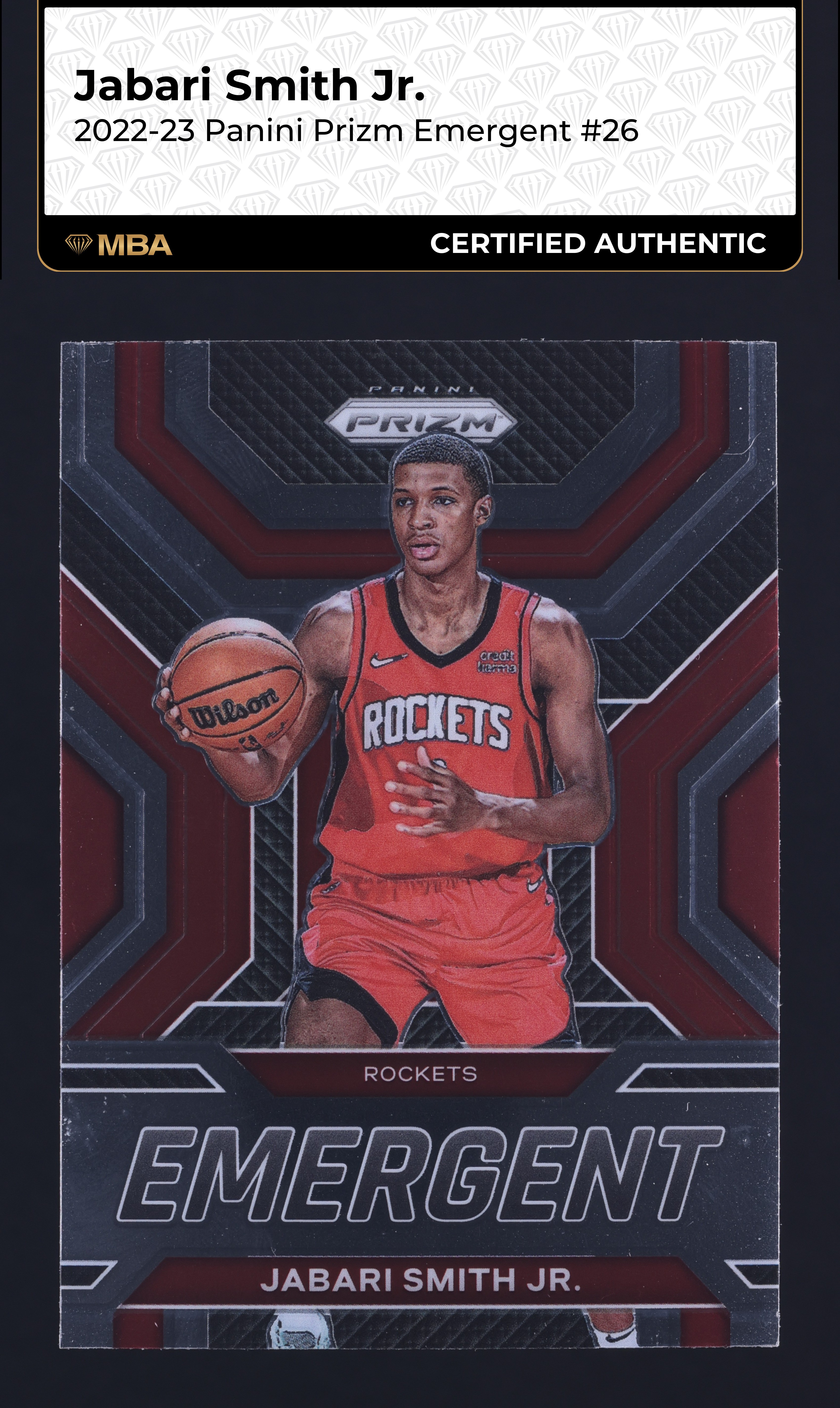 2022 Panini Prizm Emergent Jabari Smith Jr. ROOKIE #26 MBA AUTH
