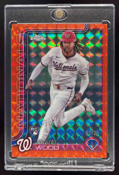 2025 Topps Chrome Orange Geometric Refractor #132 James Wood RC /25