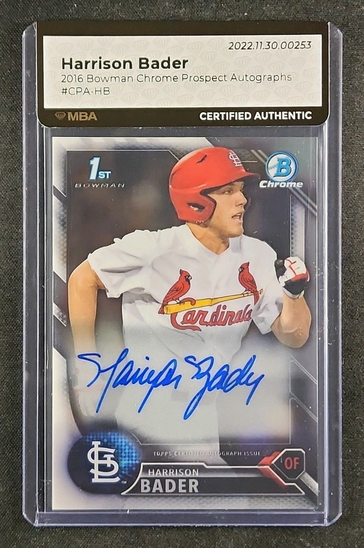 2016 Bowman Chrome Harrison Bader PROSPECT AUTO #CPA-HB MBA AUTH