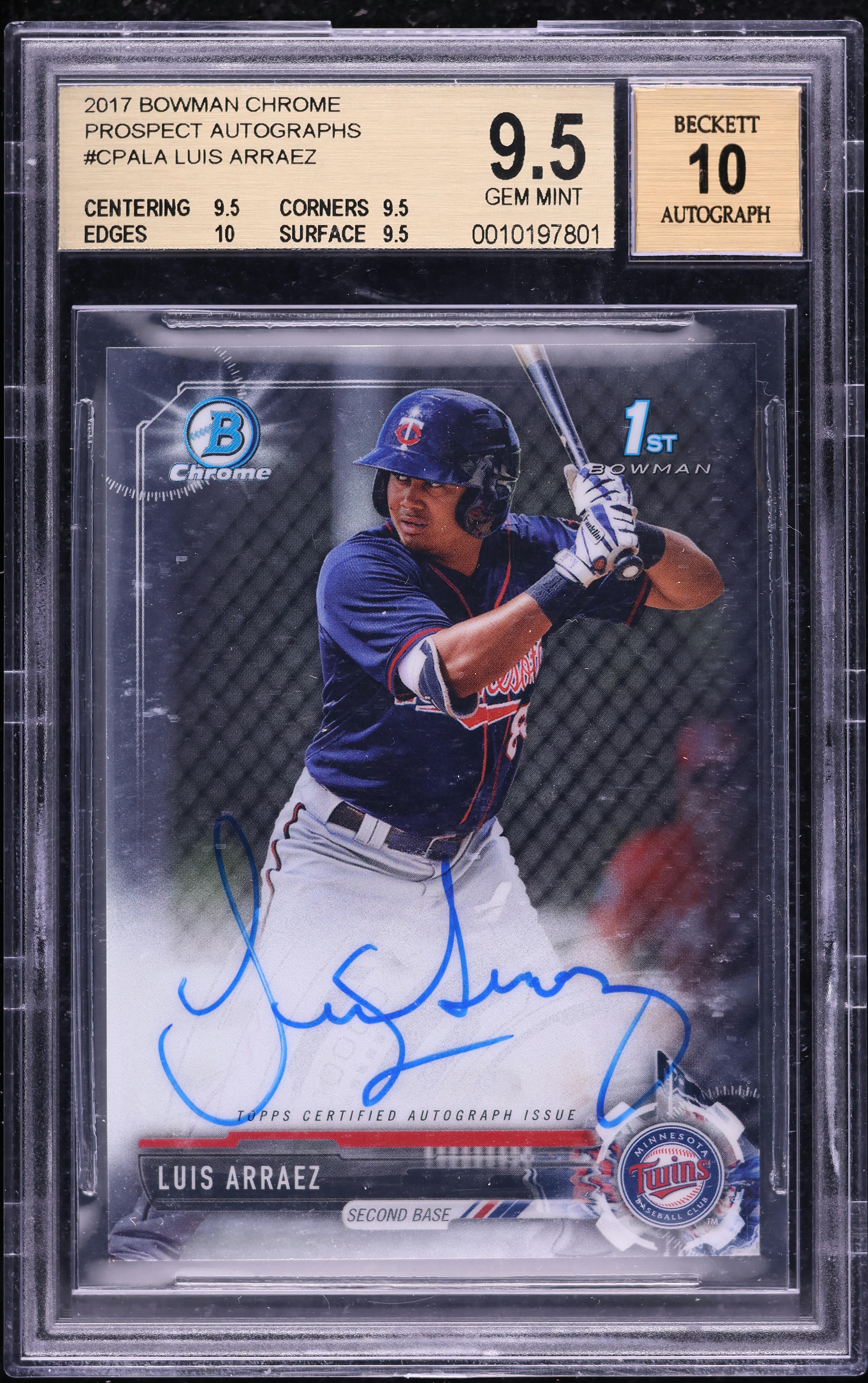 2017 Bowman Chrome 1st Luis Arraez PROSPECT AUTO #CPALA BGS 9.5 GEM MINT