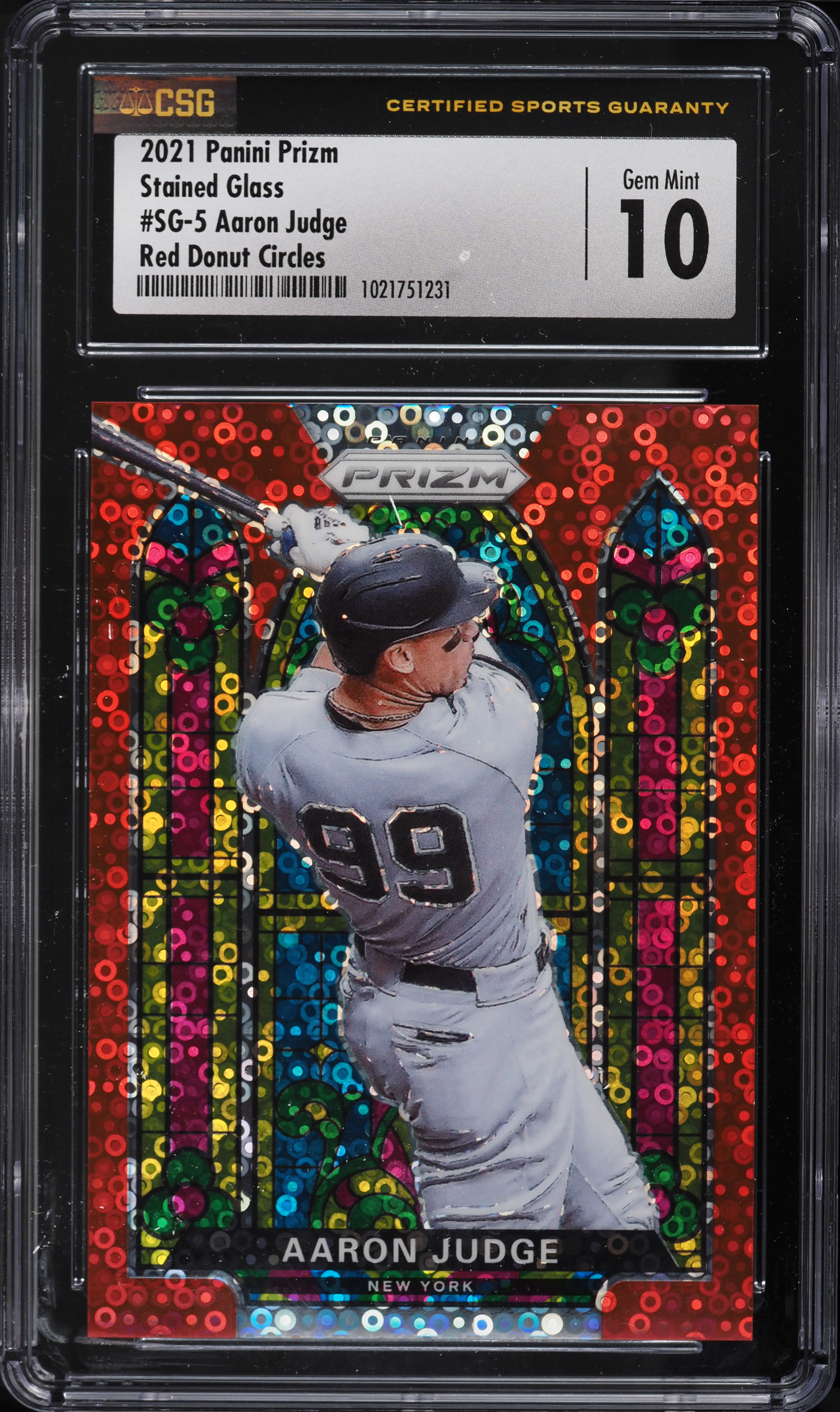 2021 Panini Prizm Stained Glass Red Donut Circles Aaron Judge /99 #SG-5 CSG 10