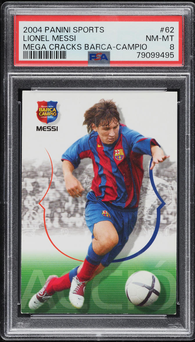 2004 Panini Sports Mega Cracks Barca Campio Lionel Messi ROOKIE #62 PSA 8 NM-MT